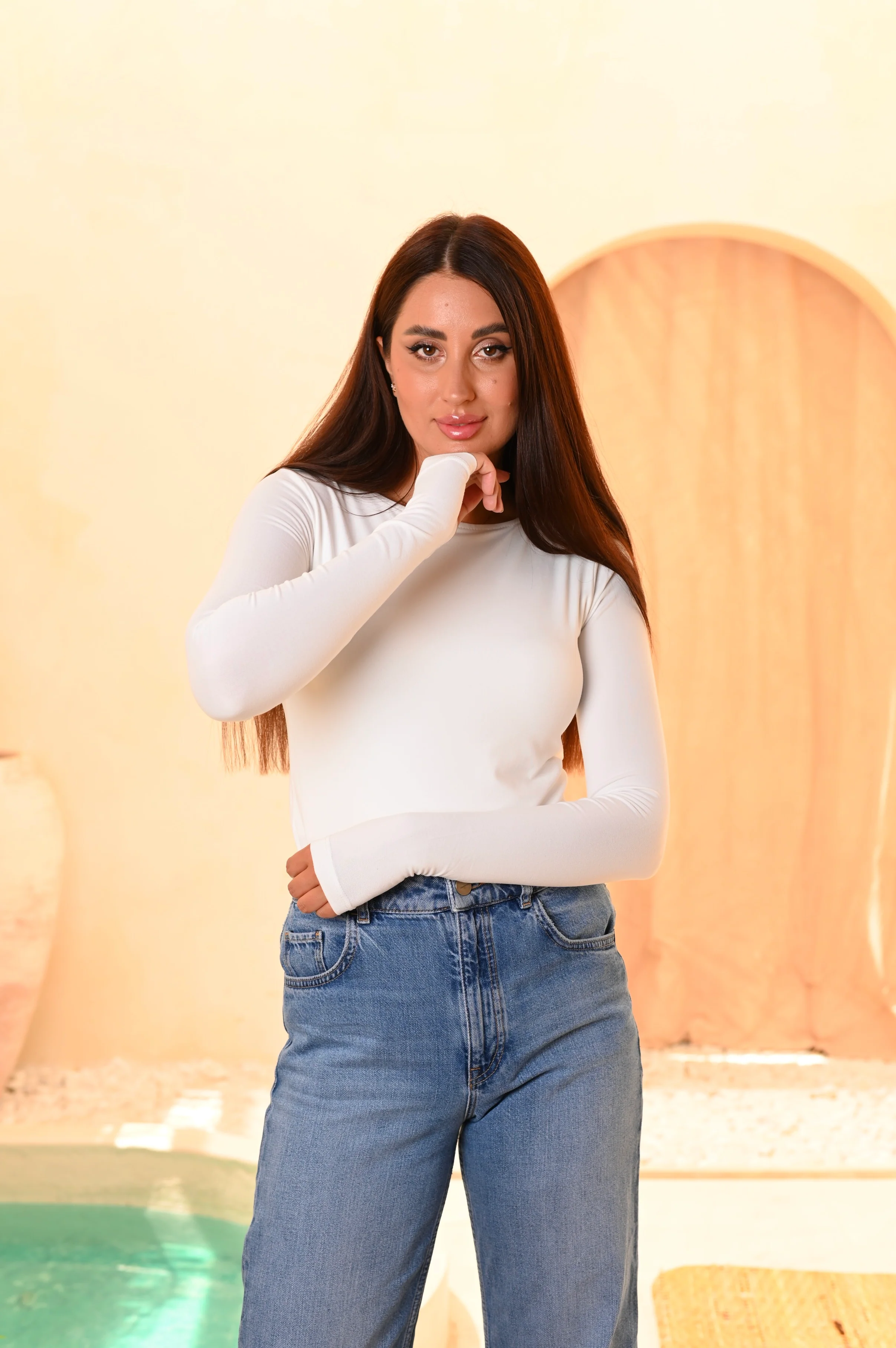 Gumus Soft Cotton Long Sleeve Basic Top - Image 2