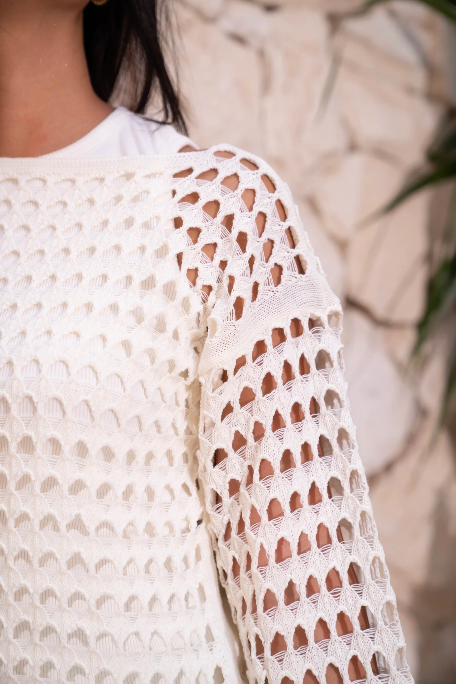 Gumus White Mesh Blouse - Image 6