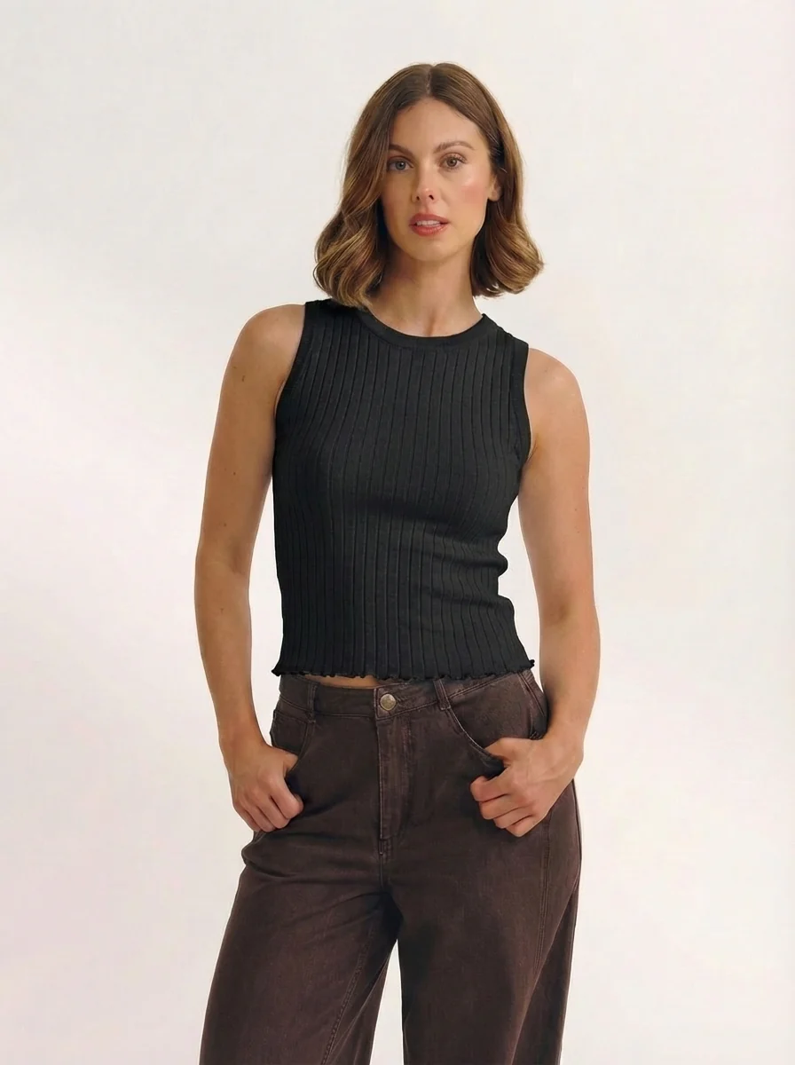 Knitted Wool Sleeveless Top - Image 5