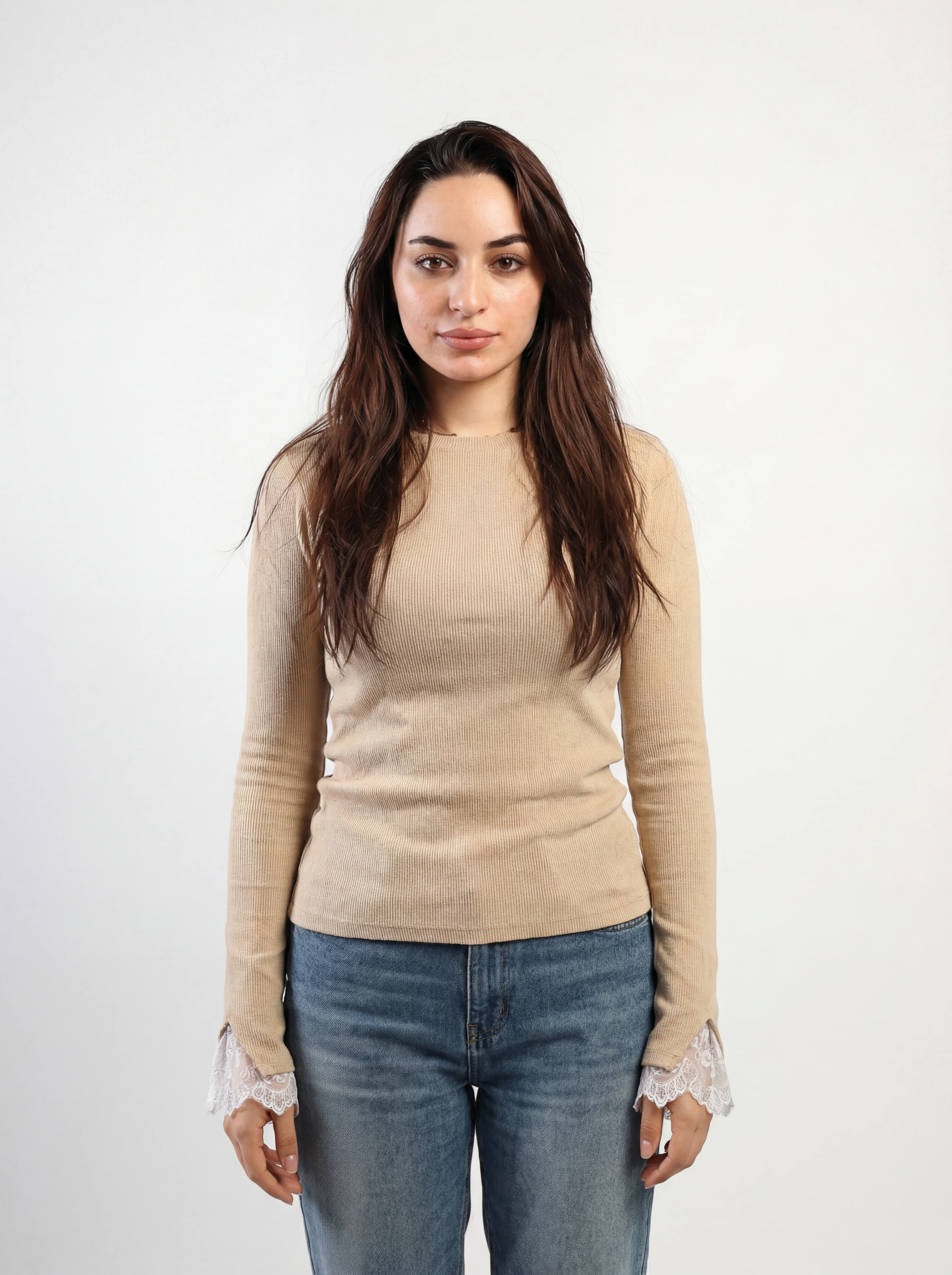 Lace cuff ribbed top - Image 11