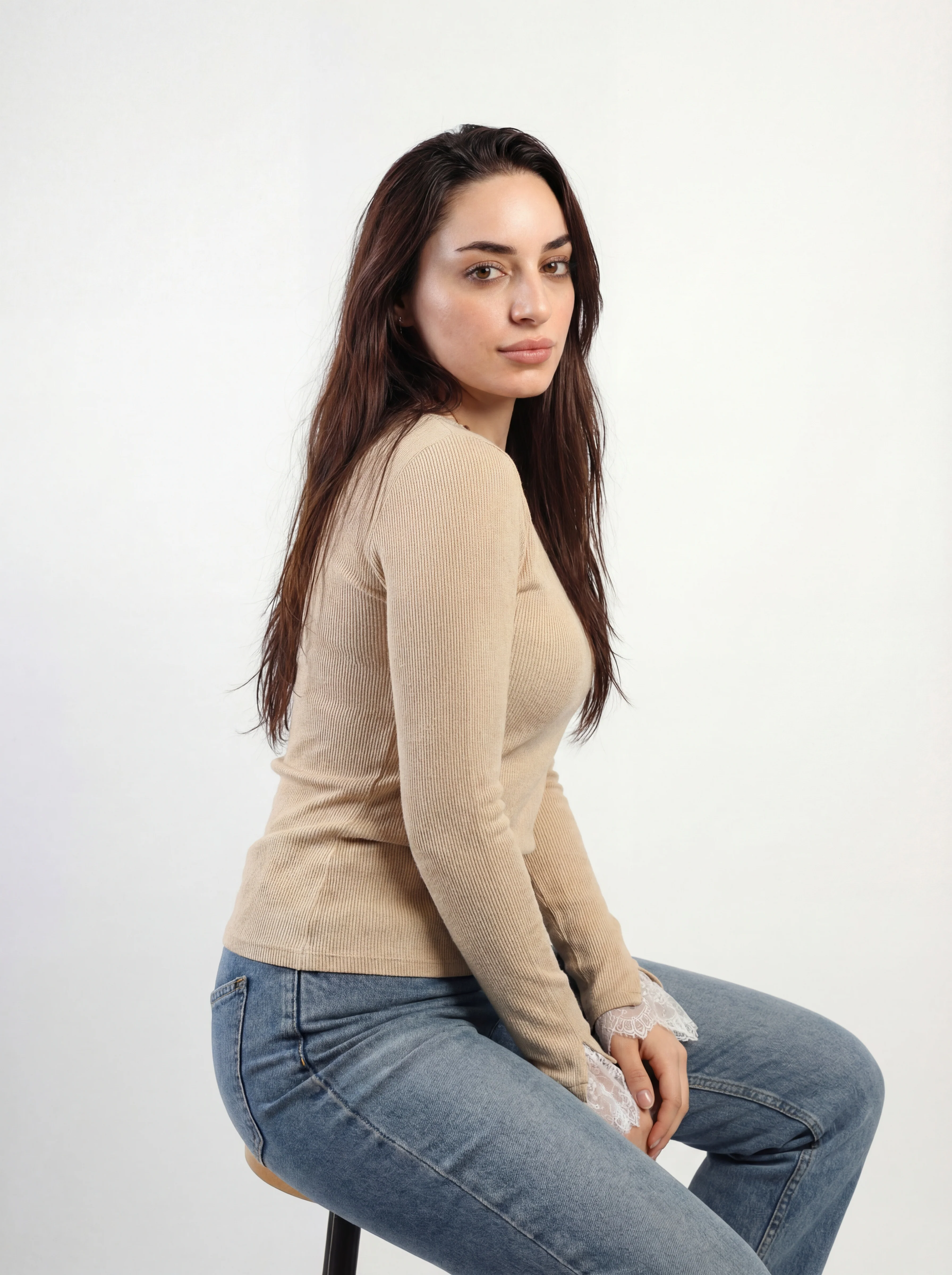 Lace cuff ribbed top - Image 12