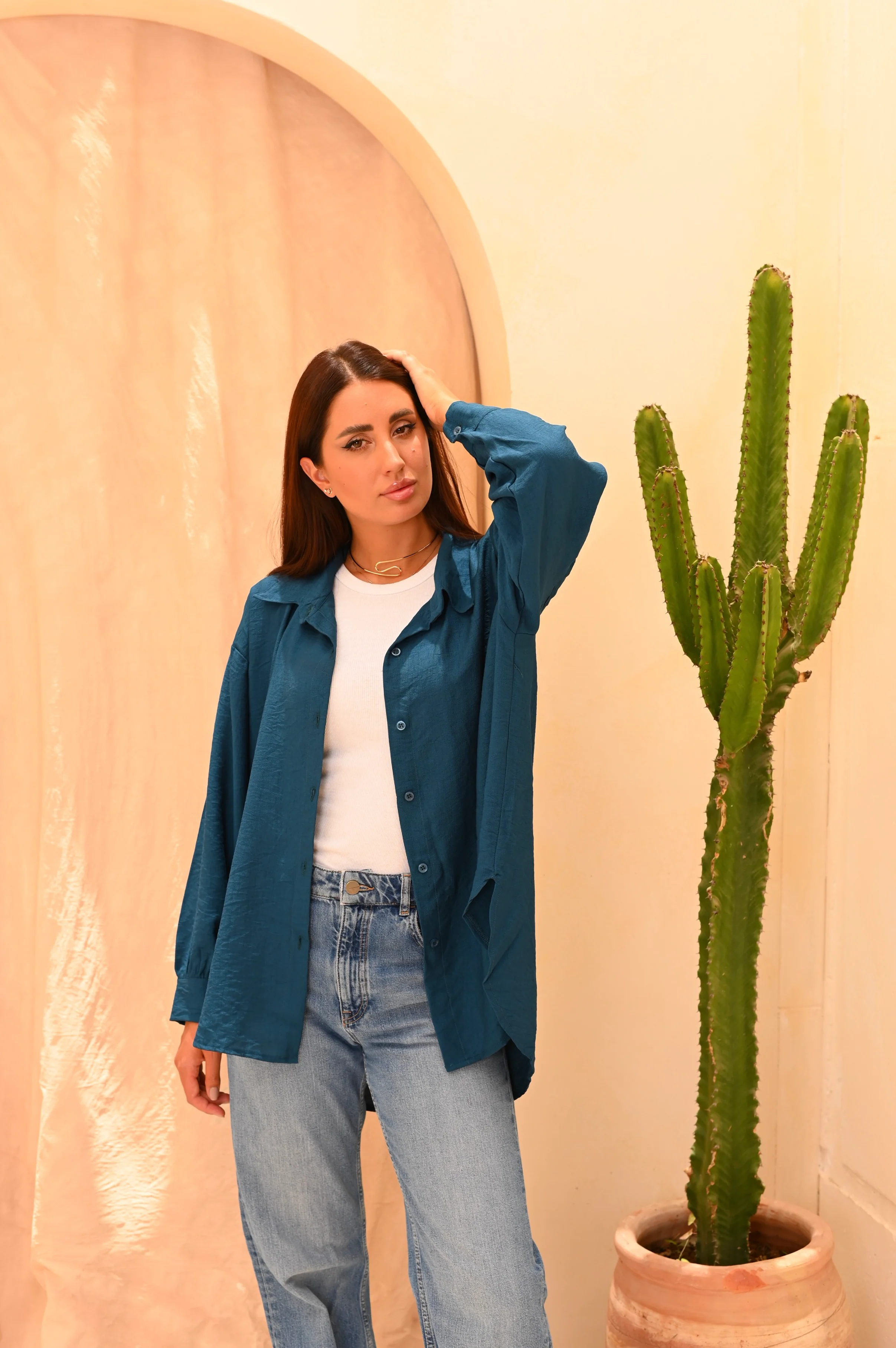 Gumus Long Basic Linen Shirt - Image 3