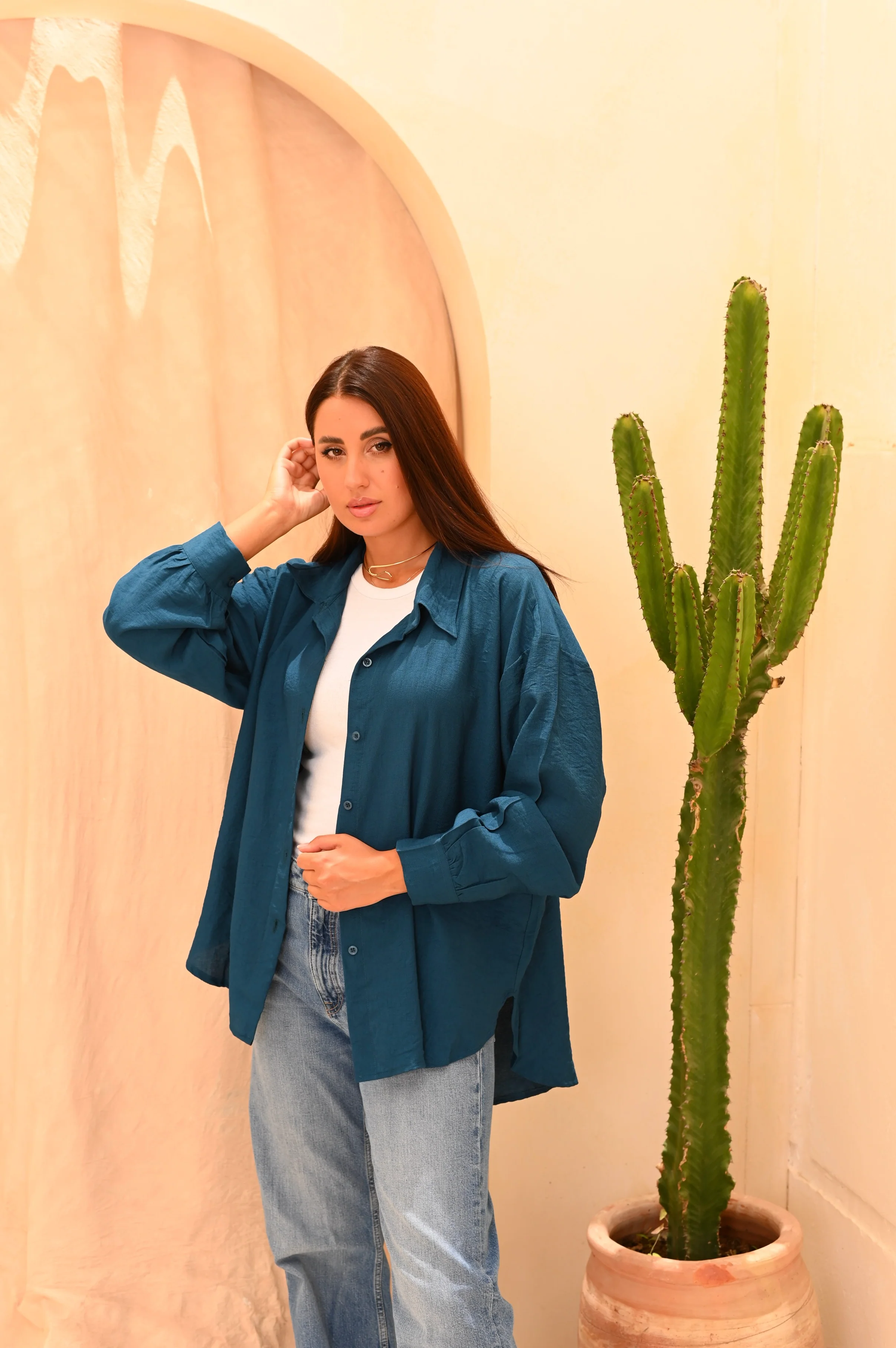 Gumus Long Basic Linen Shirt - Image 4