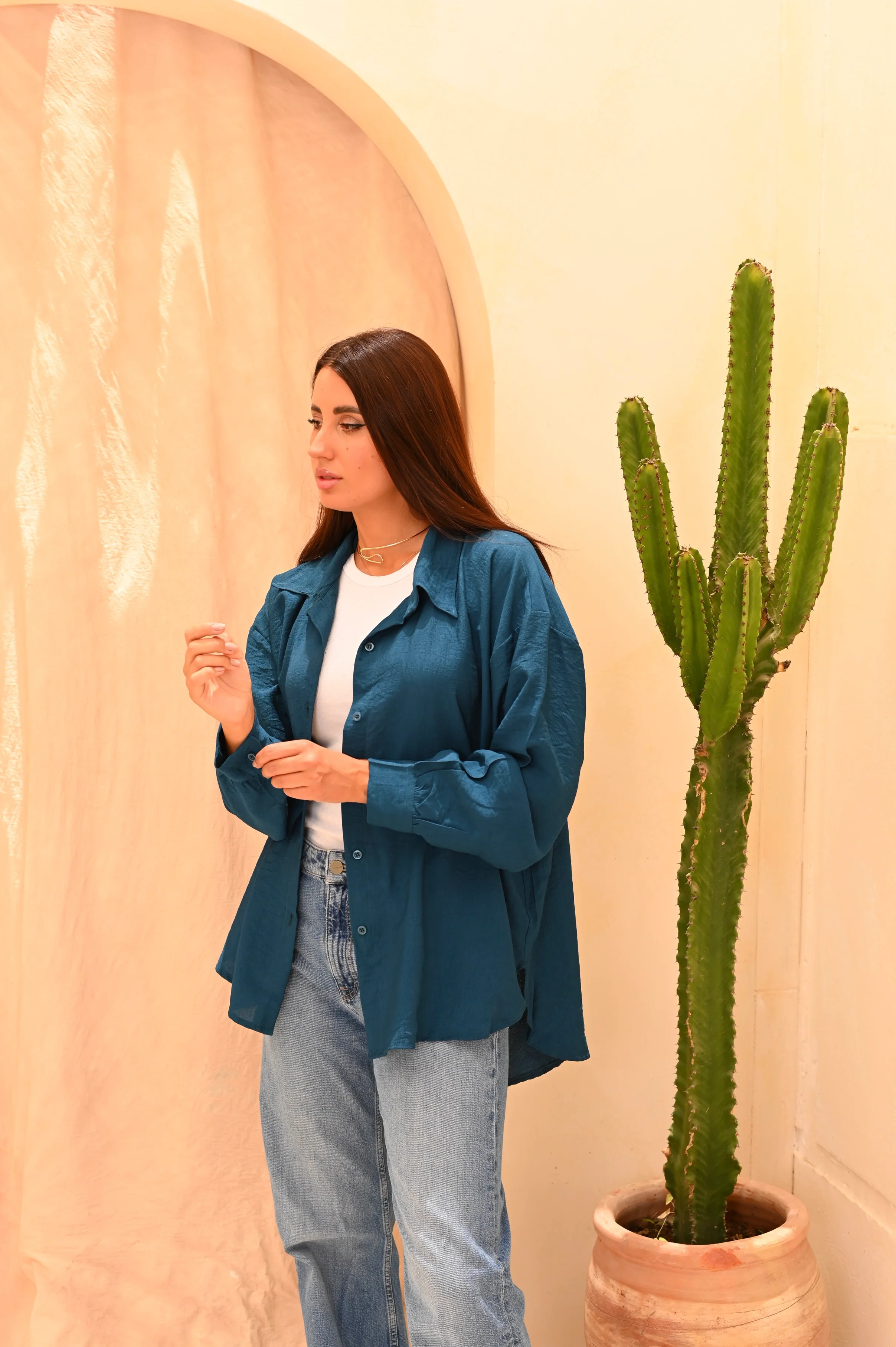 Gumus Long Basic Linen Shirt - Image 5