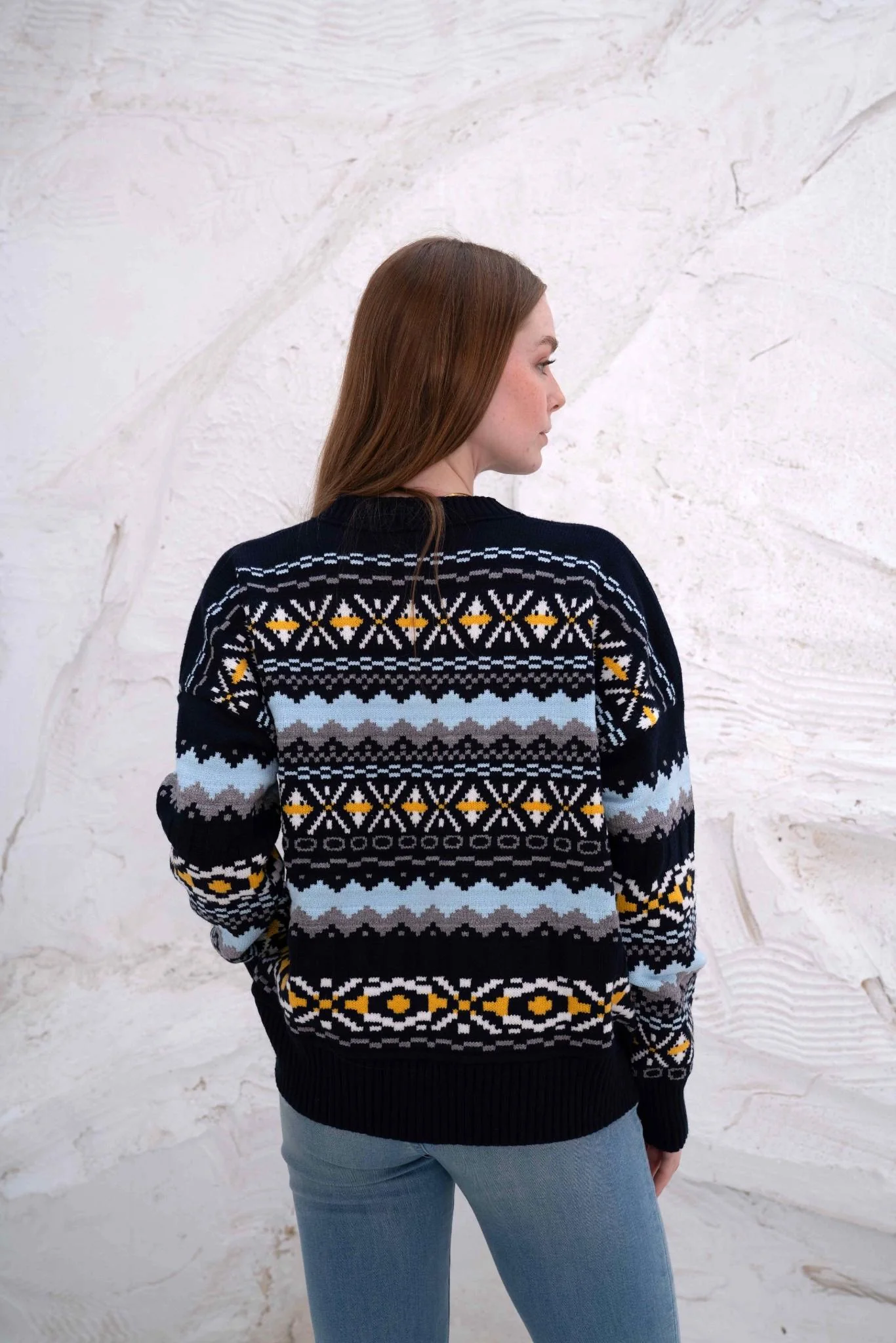Navy Women’s Patterned Knit Pullover - Image 4