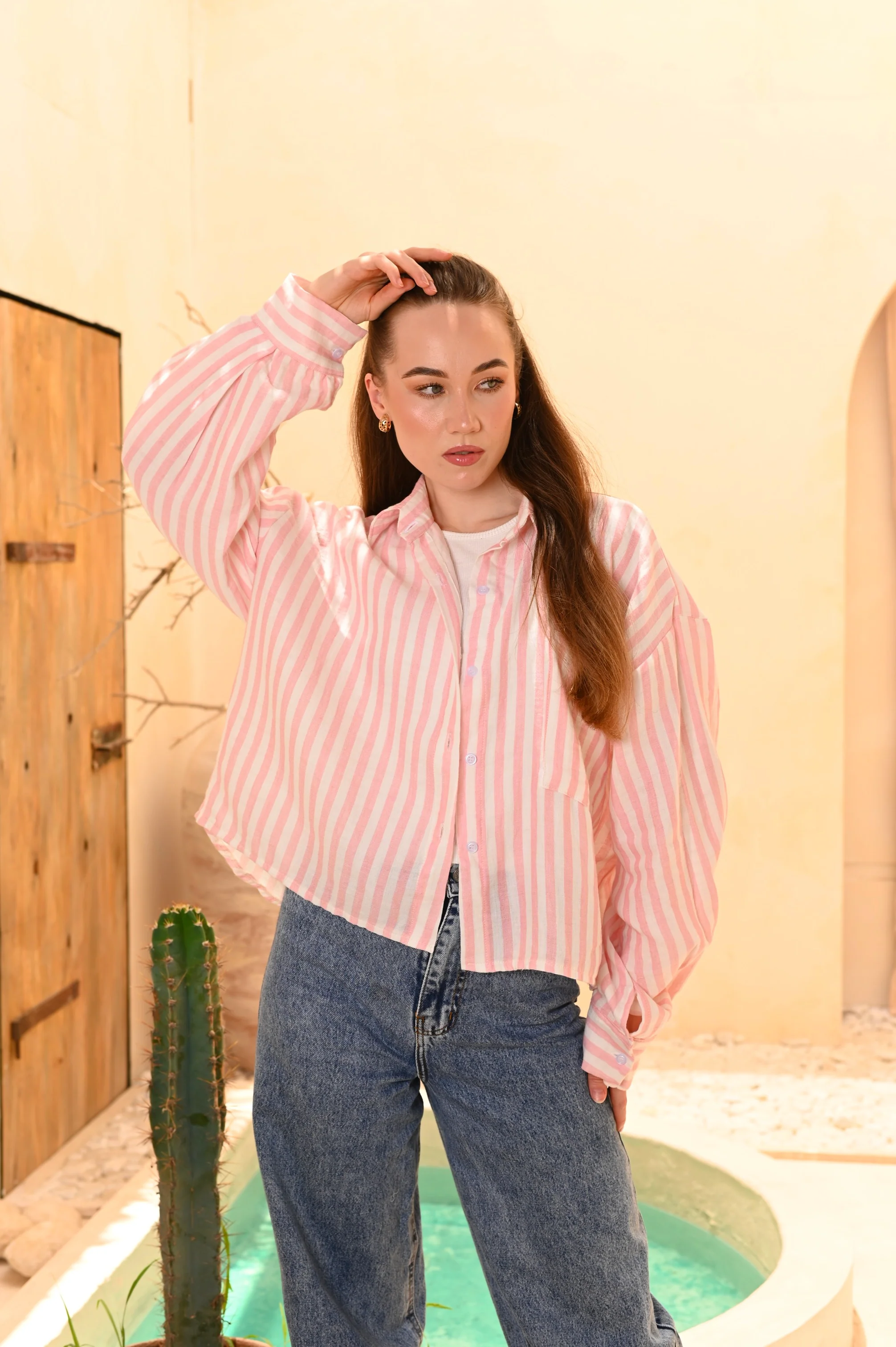 Oversized Striped Linen Shirt - Image 10
