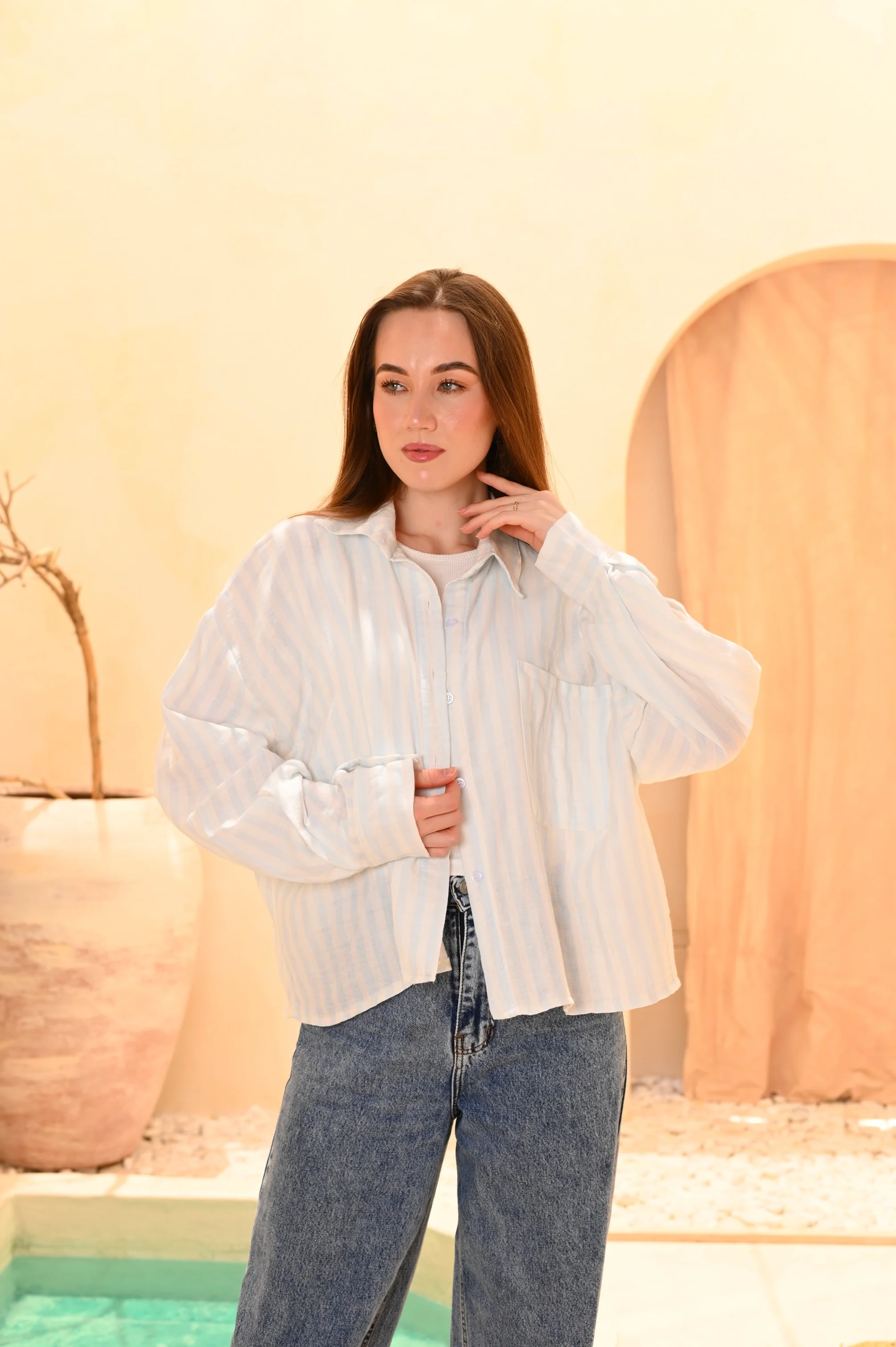 Oversized Striped Linen Shirt - Image 12