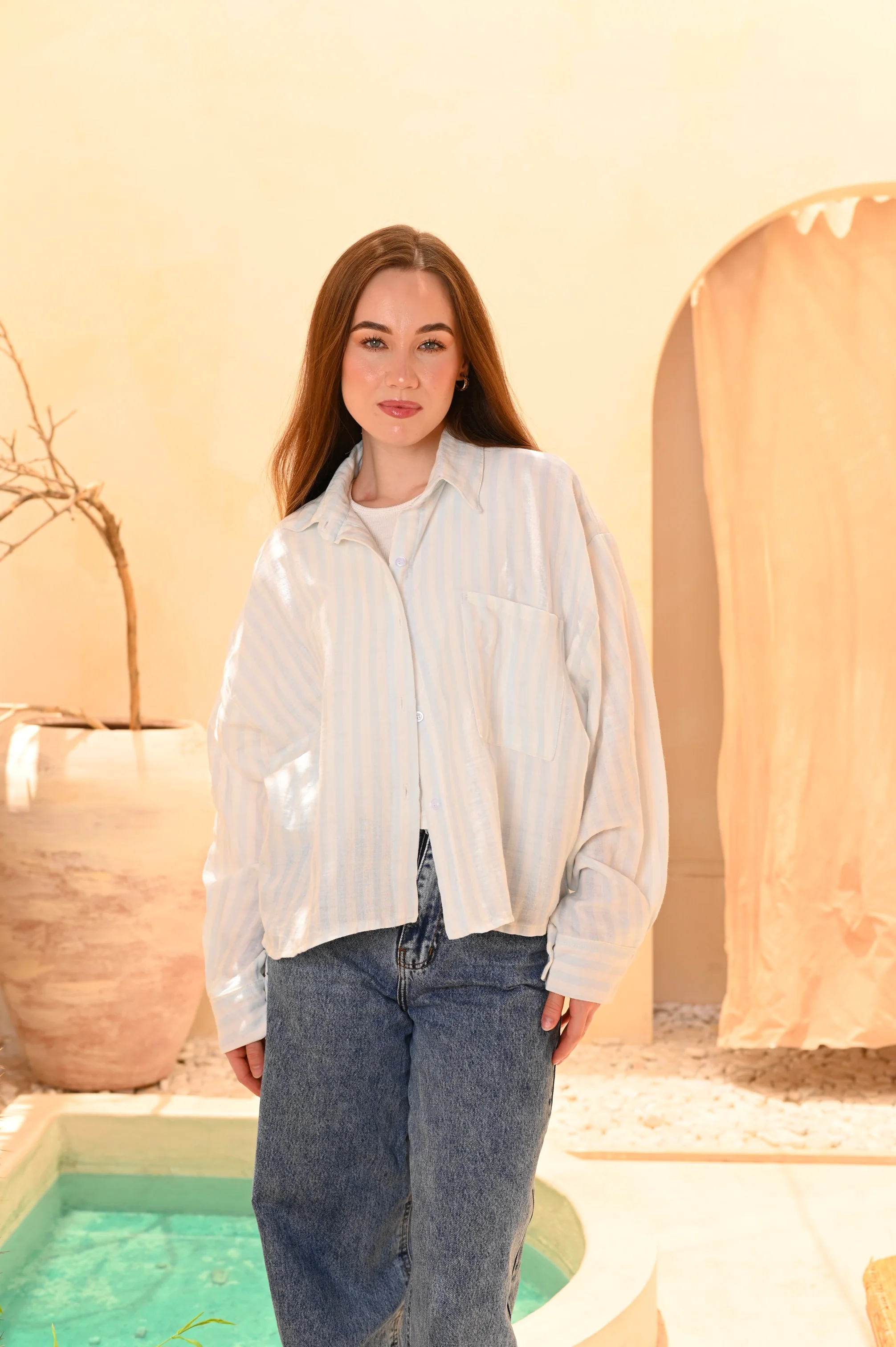 Oversized Striped Linen Shirt - Image 13