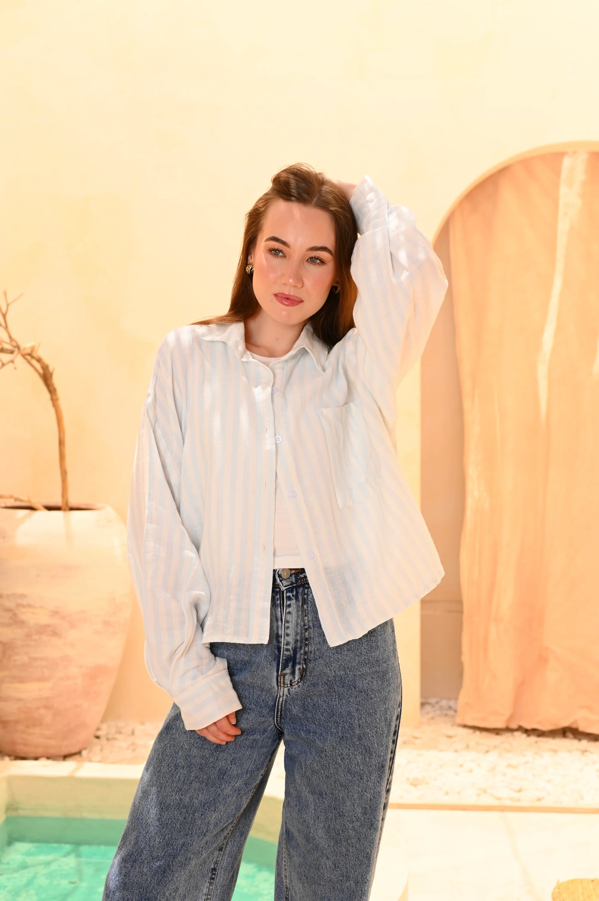 Oversized Striped Linen Shirt - Image 14