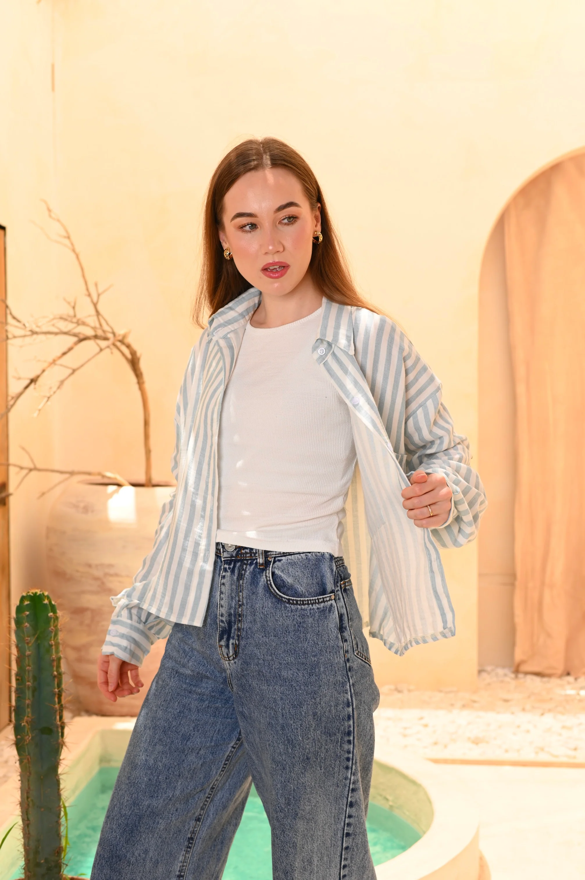 Oversized Striped Linen Shirt - Image 19