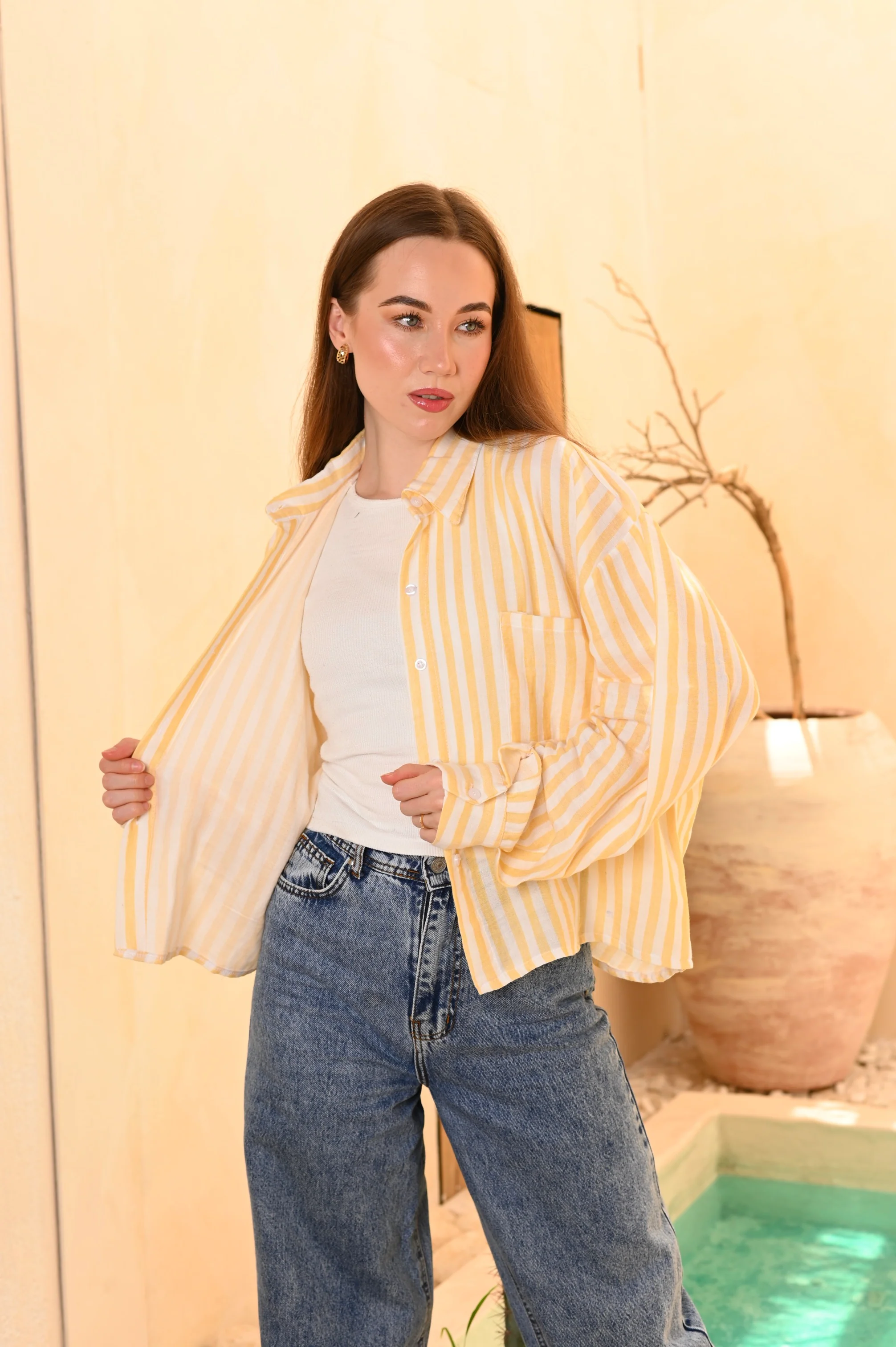 Oversized Striped Linen Shirt - Image 3