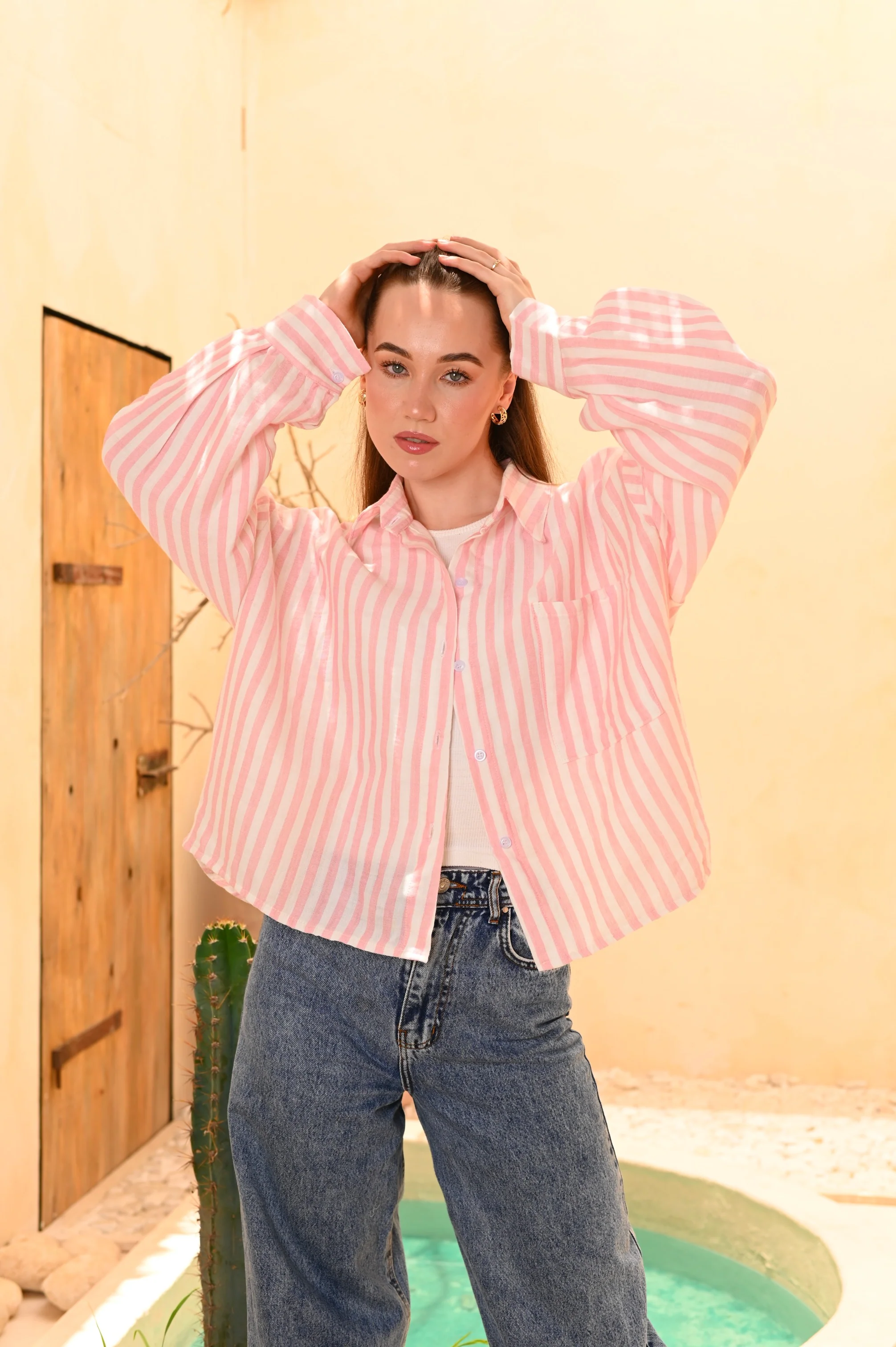 Oversized Striped Linen Shirt - Image 6