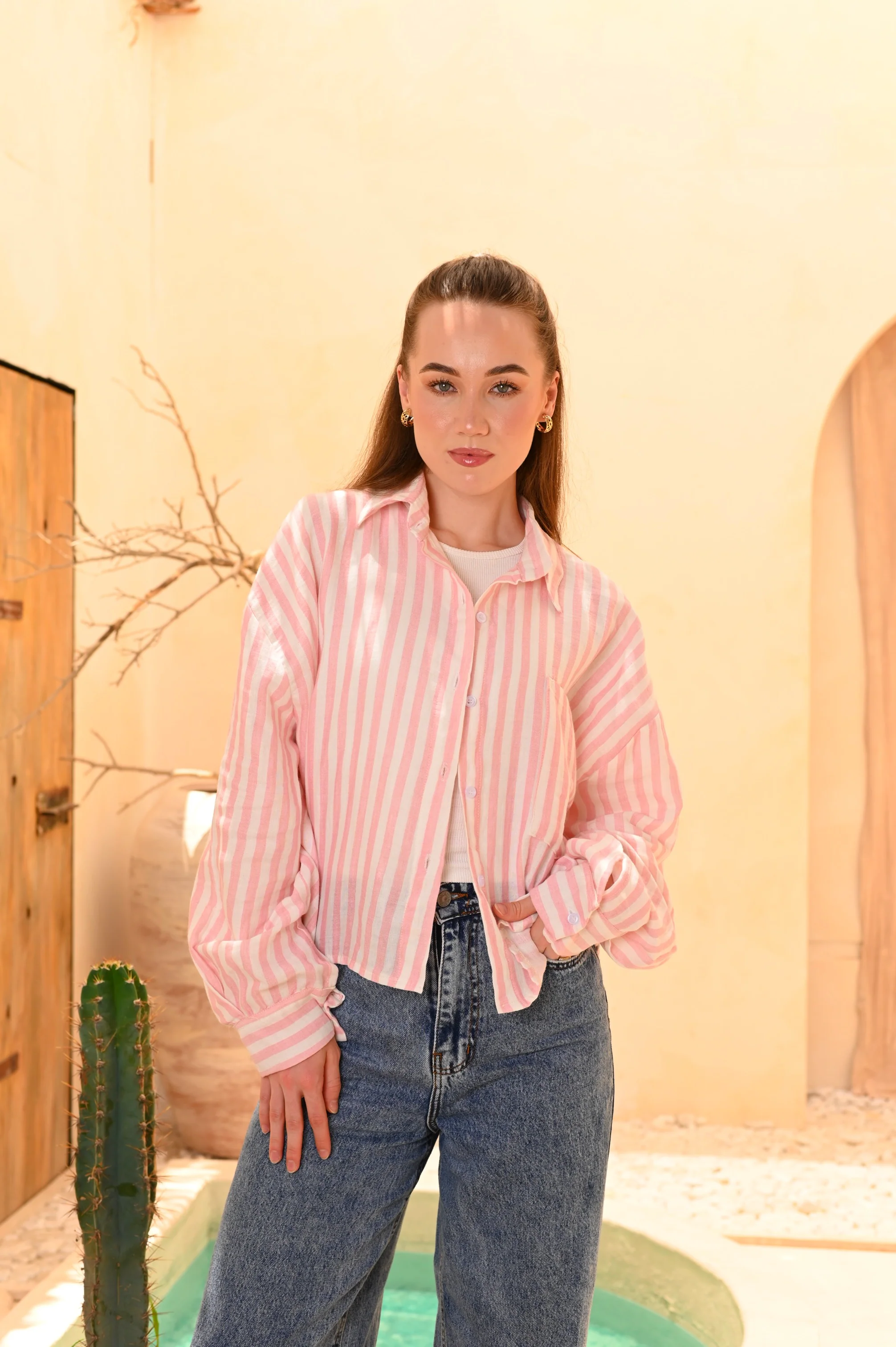 Oversized Striped Linen Shirt - Image 7