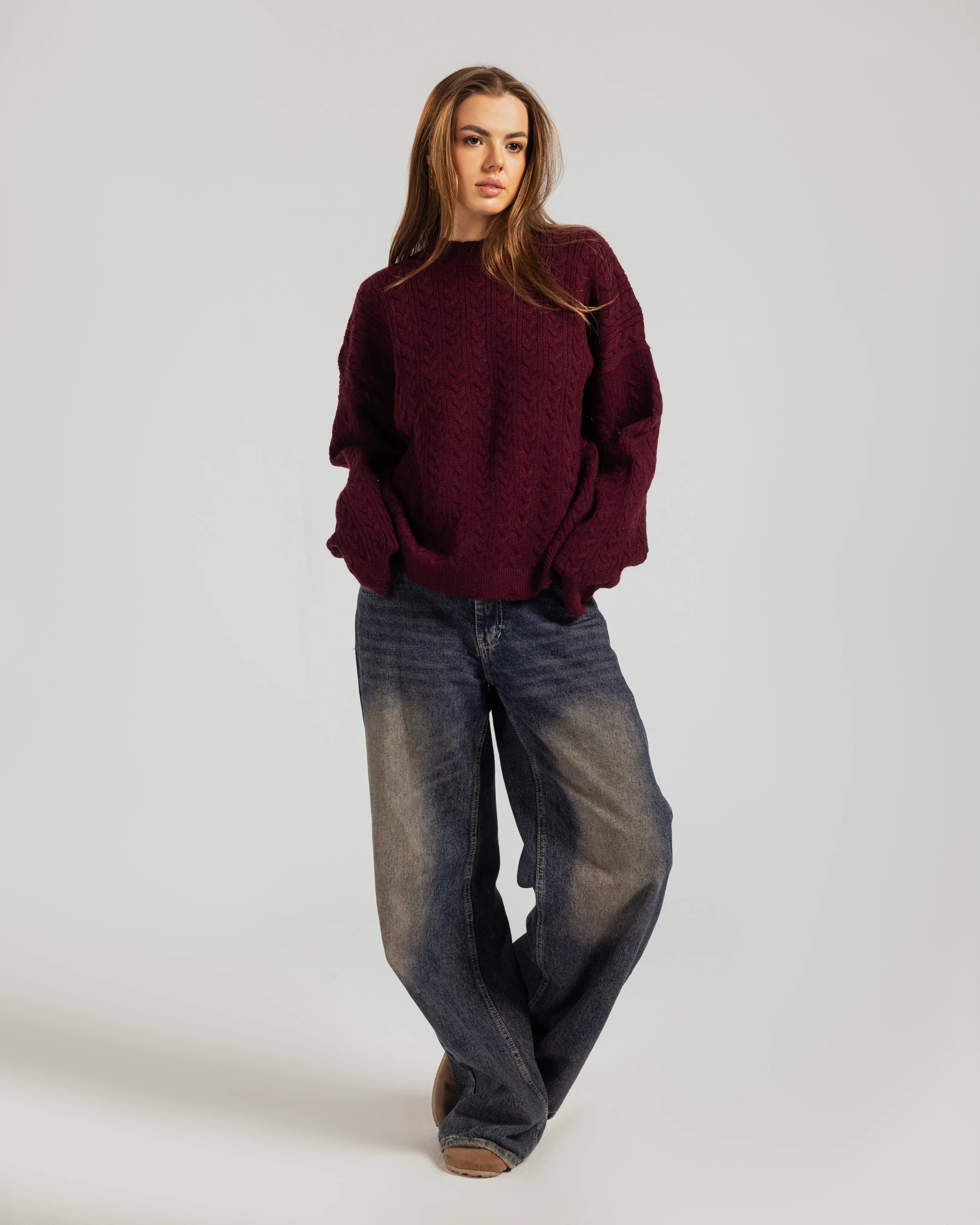 Oversized Textured Knit Sweater - Image 2