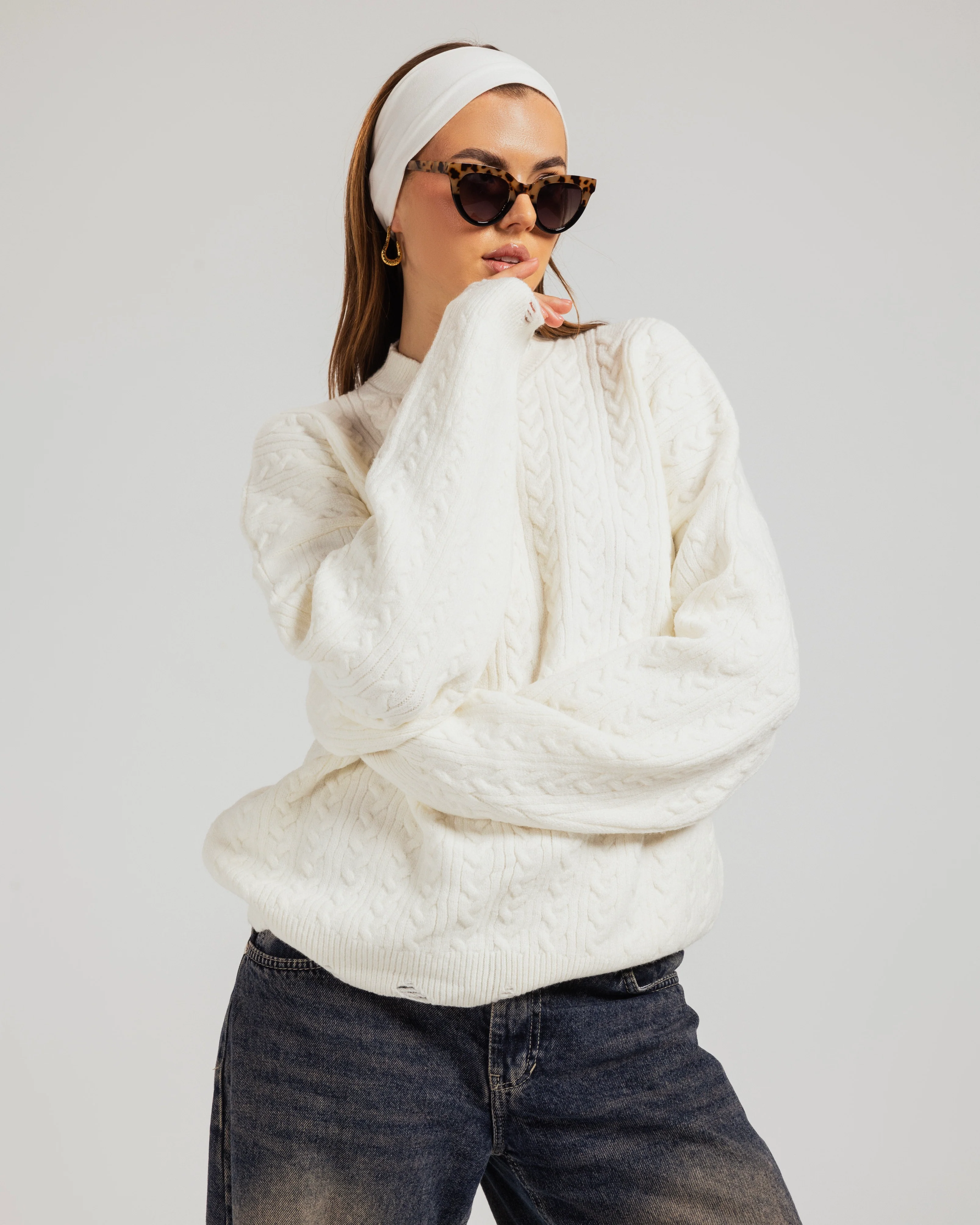 Oversized Textured Knit Sweater - Image 7