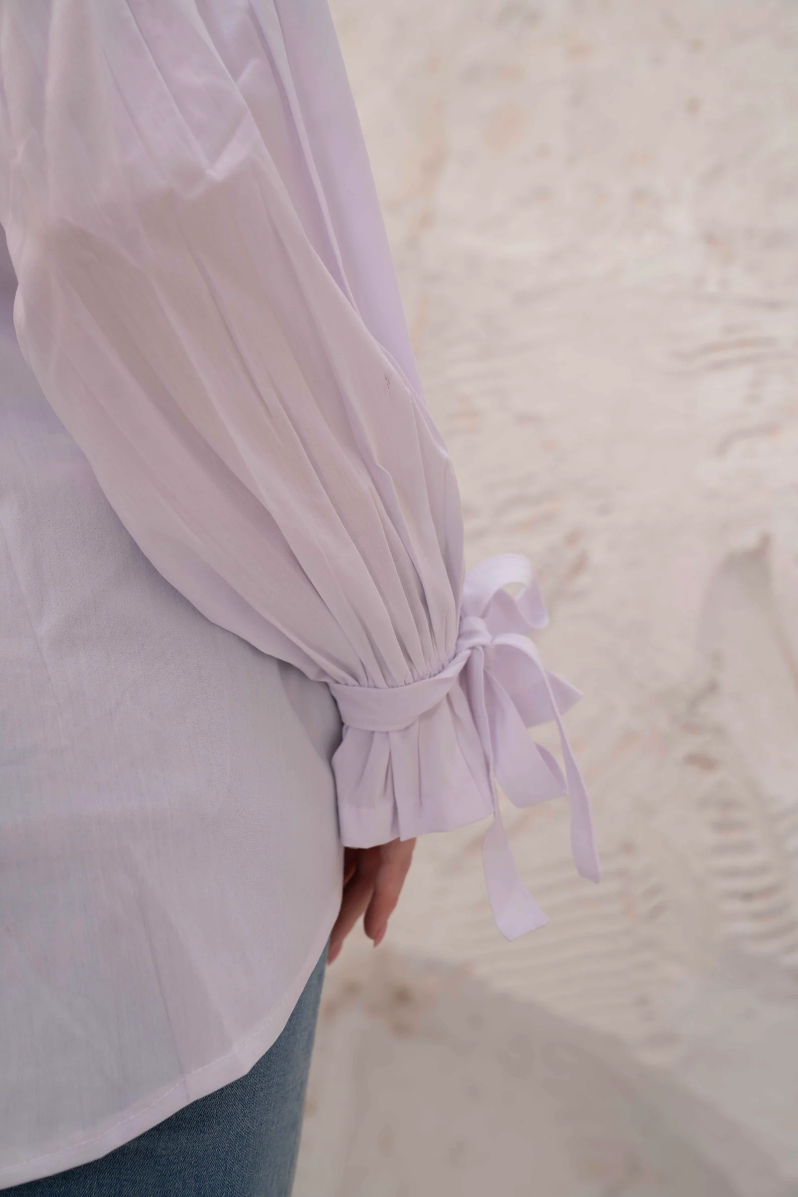 Oversized White Shirt with Tie Sleeves - Image 3