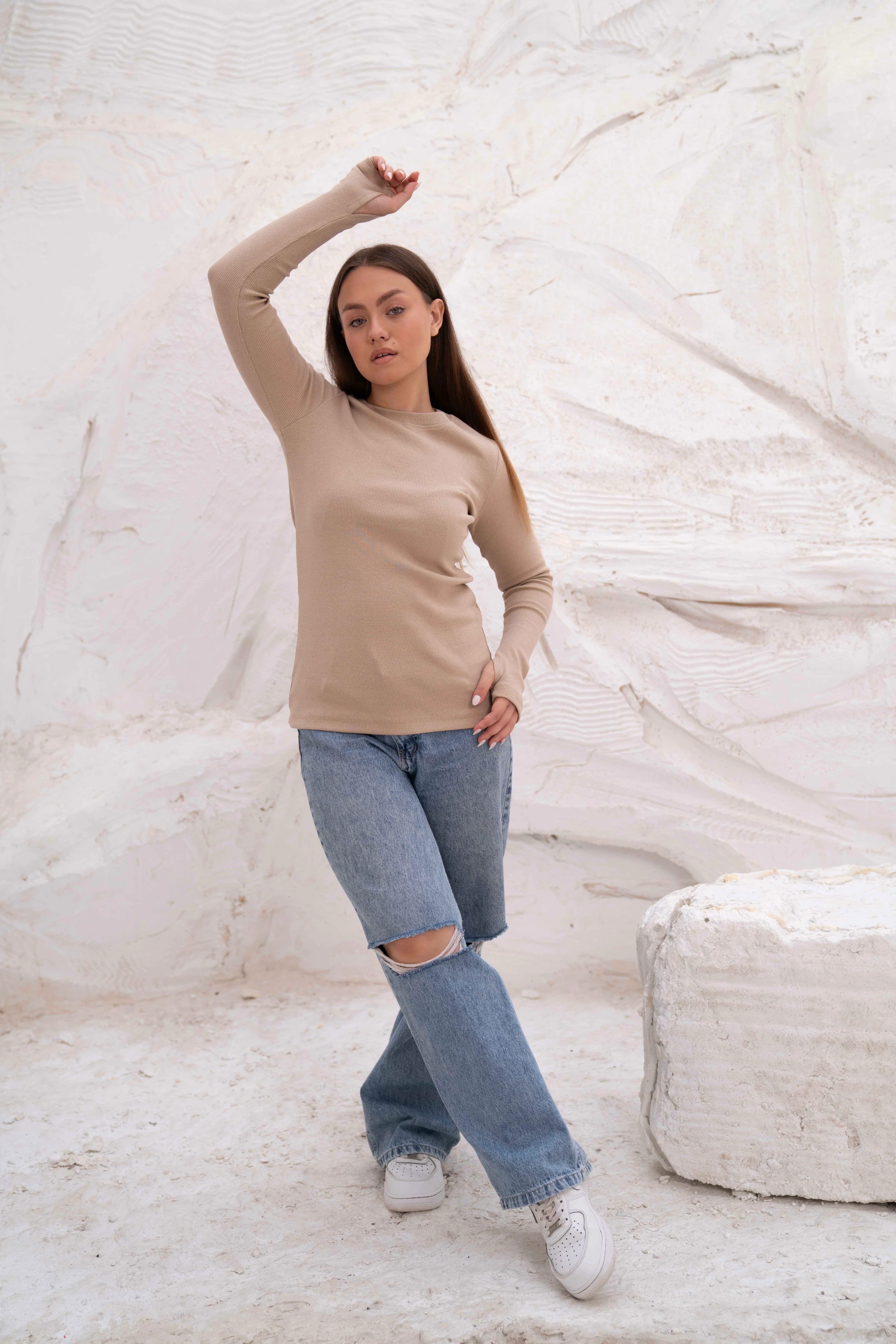 Striped Cotton Basic Top - Long Sleeve - Image 15
