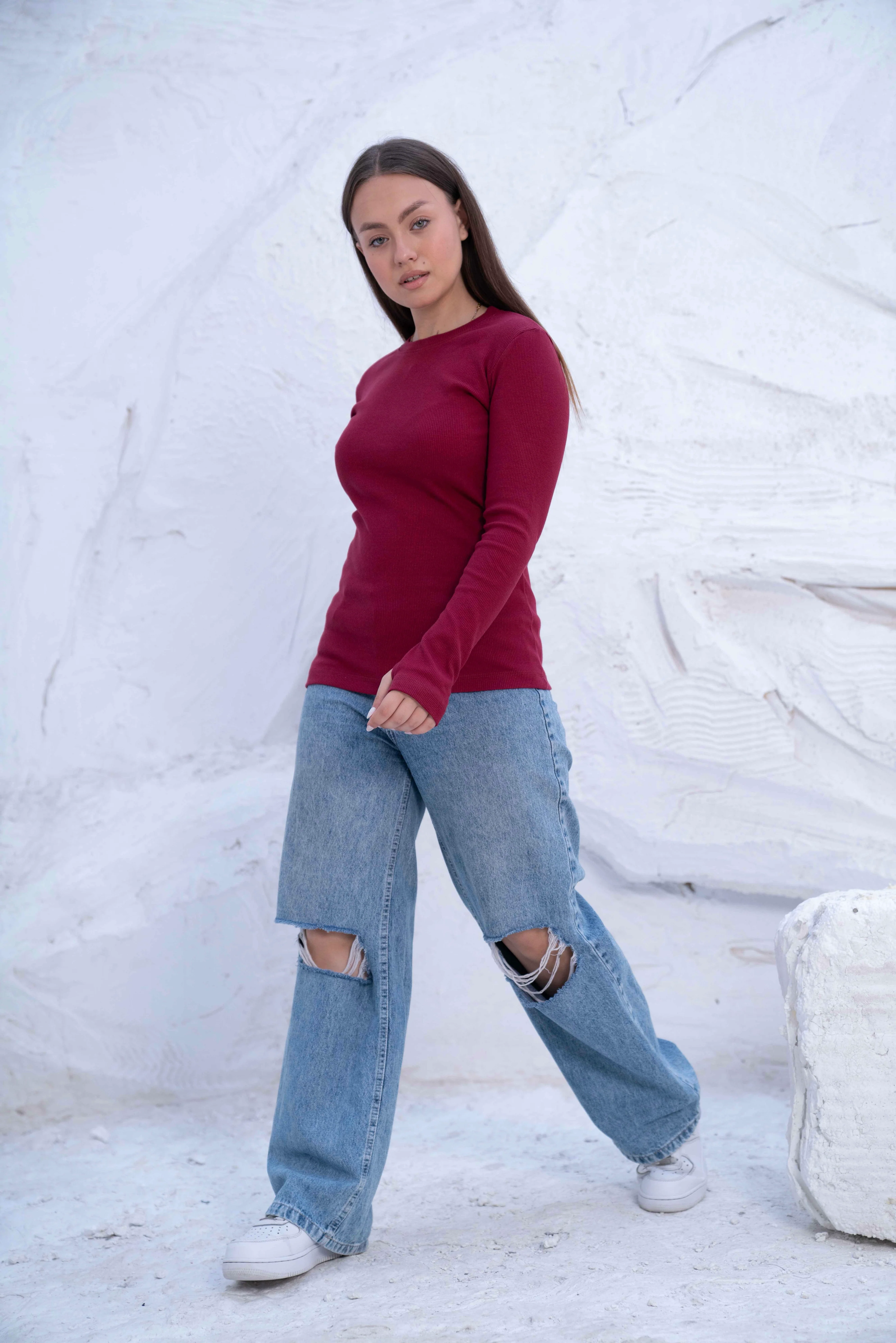 Striped Cotton Basic Top - Long Sleeve - Image 27