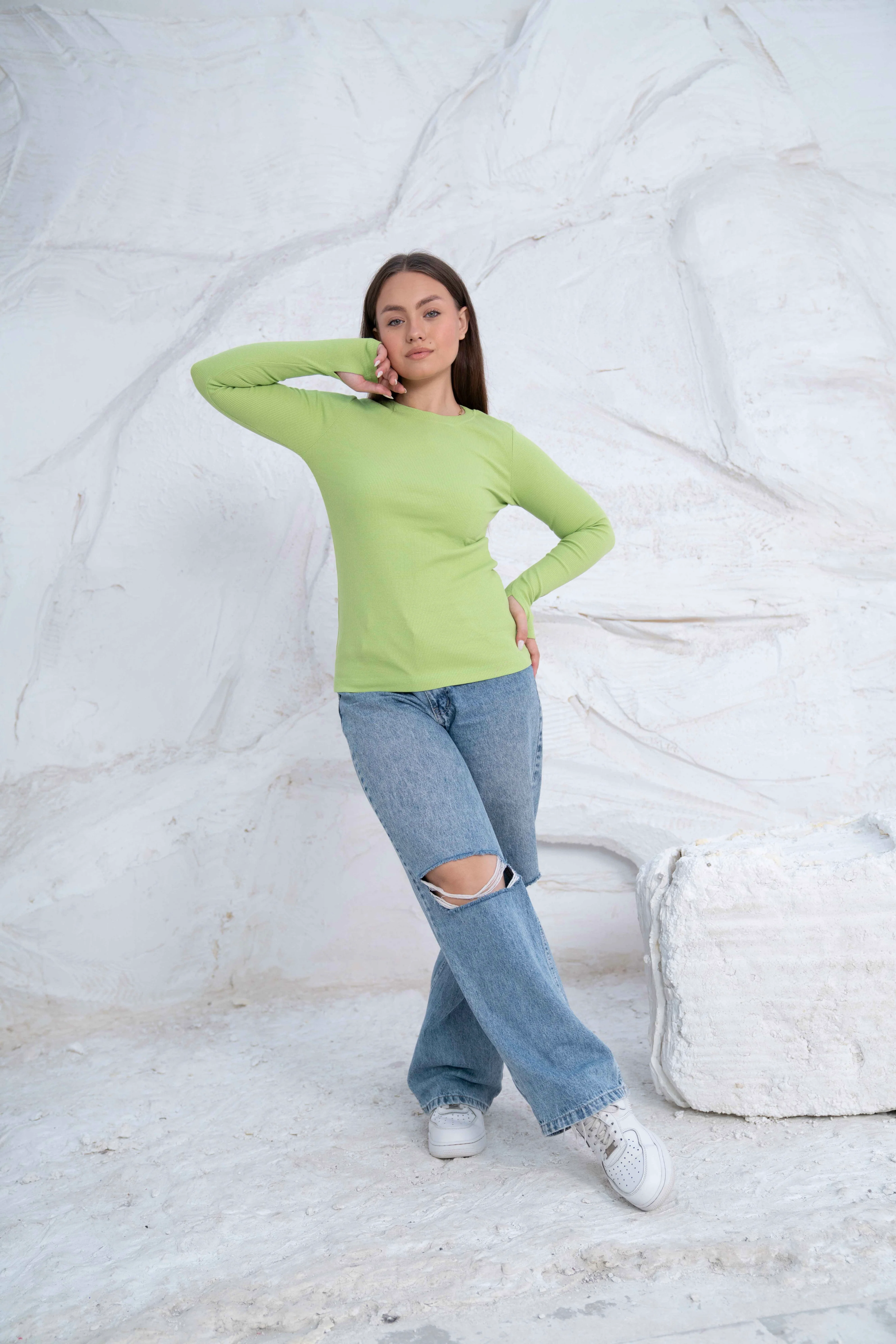 Striped Cotton Basic Top - Long Sleeve - Image 51