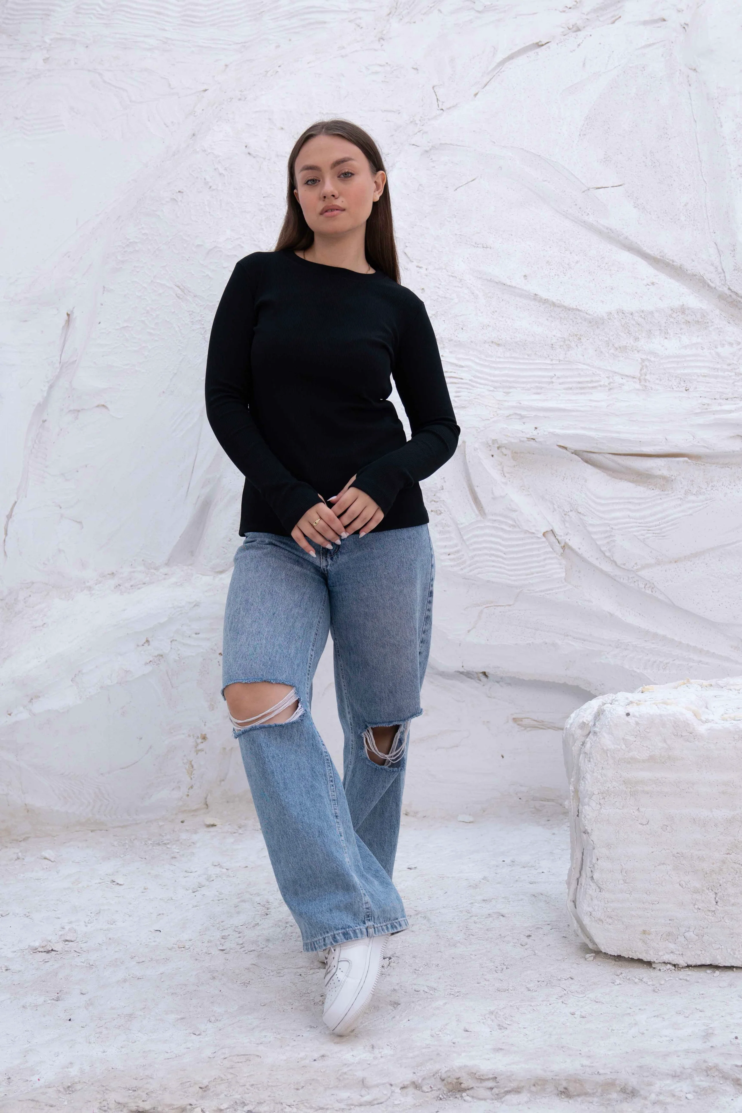 Striped Cotton Basic Top - Long Sleeve - Image 9