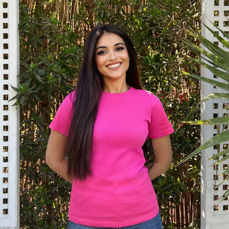 Striped Cotton Basic Top - Short Sleeve - Image 3
