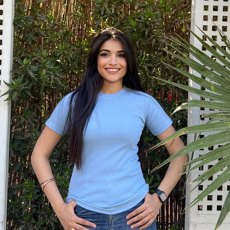 Striped Cotton Basic Top - Short Sleeve - Image 7