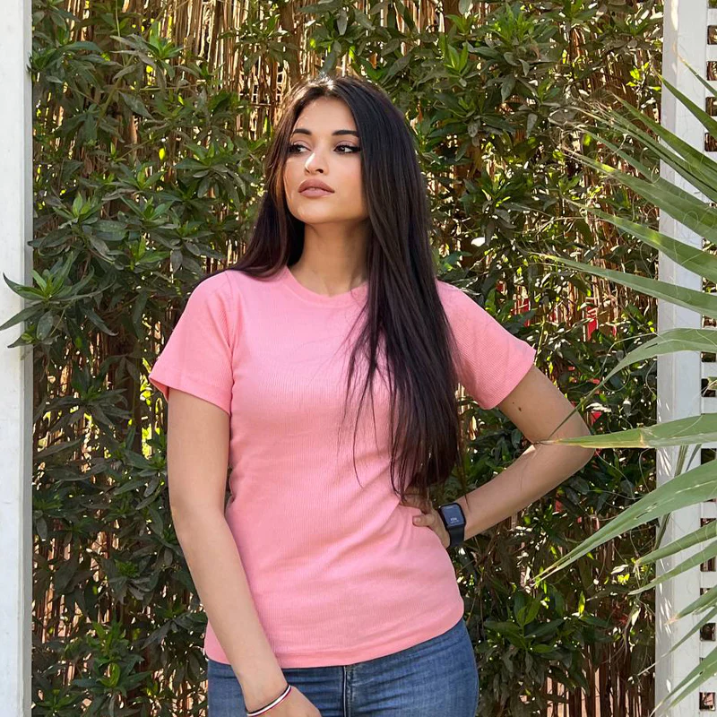 Striped Cotton Basic Top - Short Sleeve - Image 9