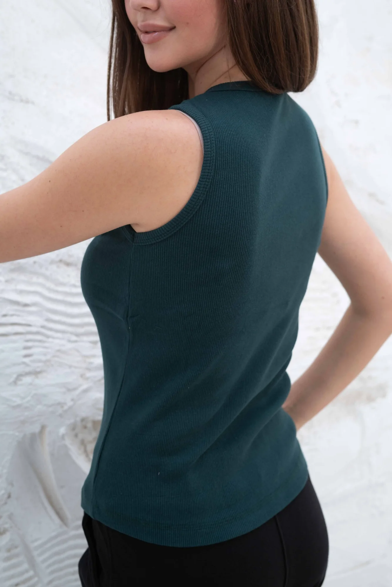 Striped Cotton Basic Top - Sleeveless - Image 11