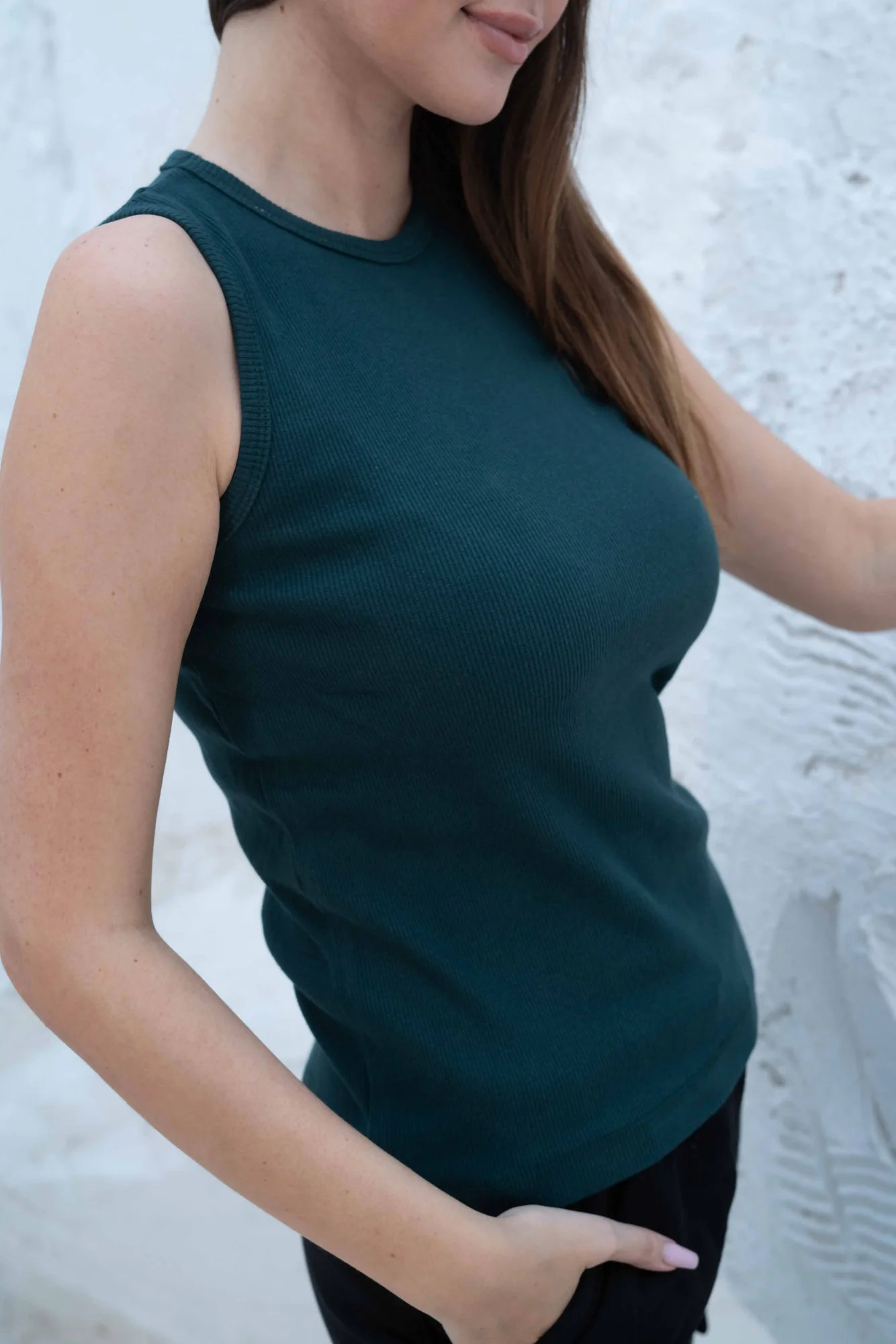 Striped Cotton Basic Top - Sleeveless - Image 12