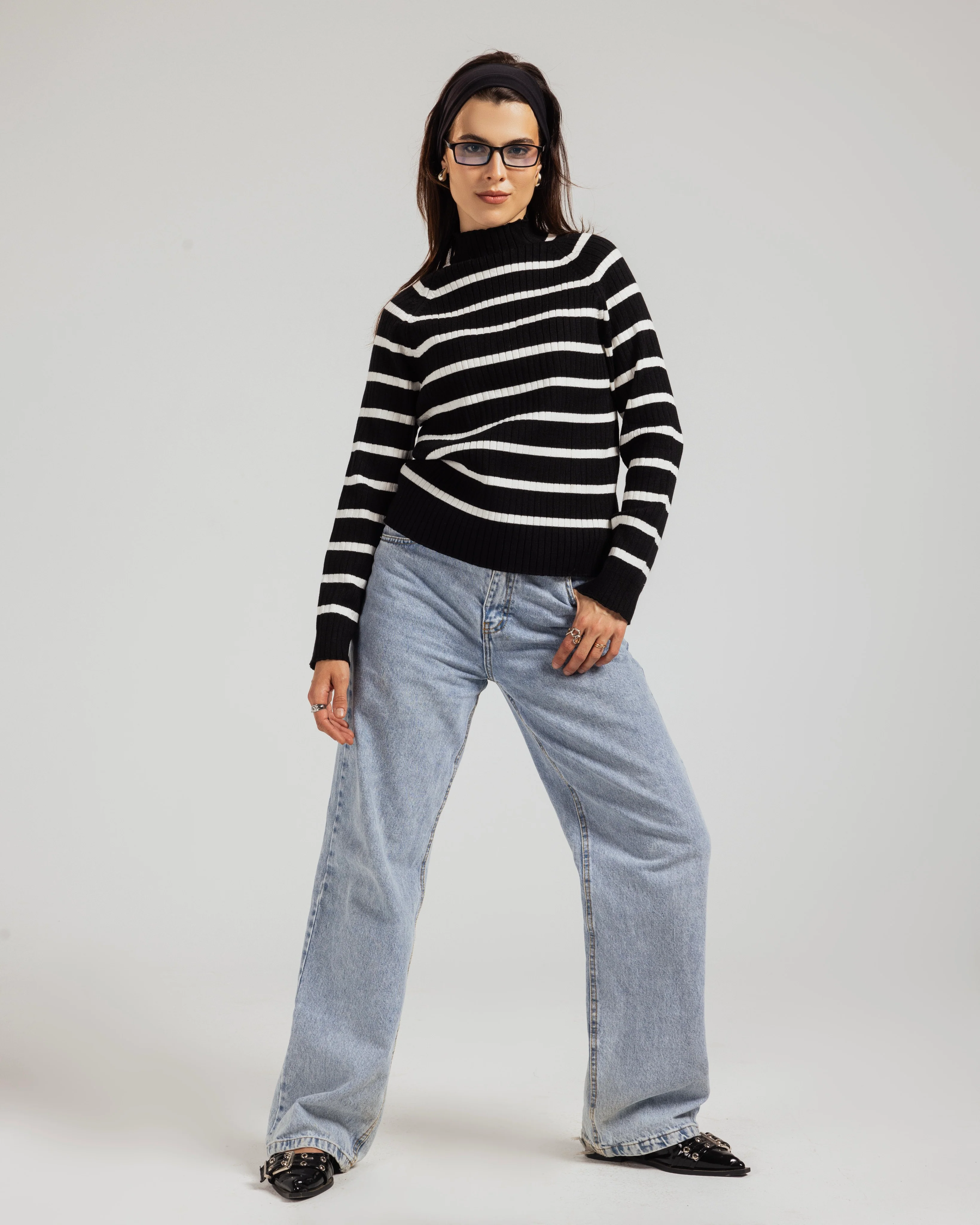 Striped Turtleneck Pullover