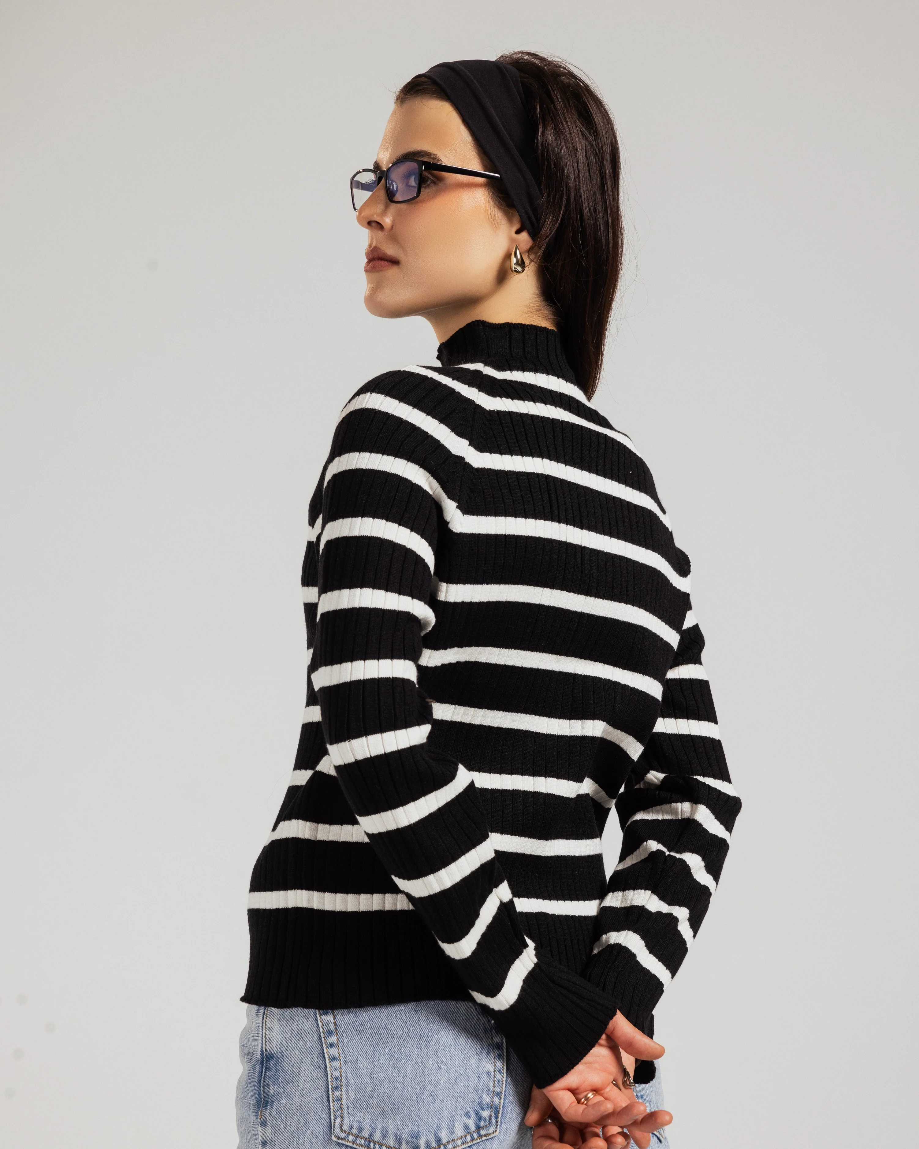 Striped Turtleneck Pullover - Image 2