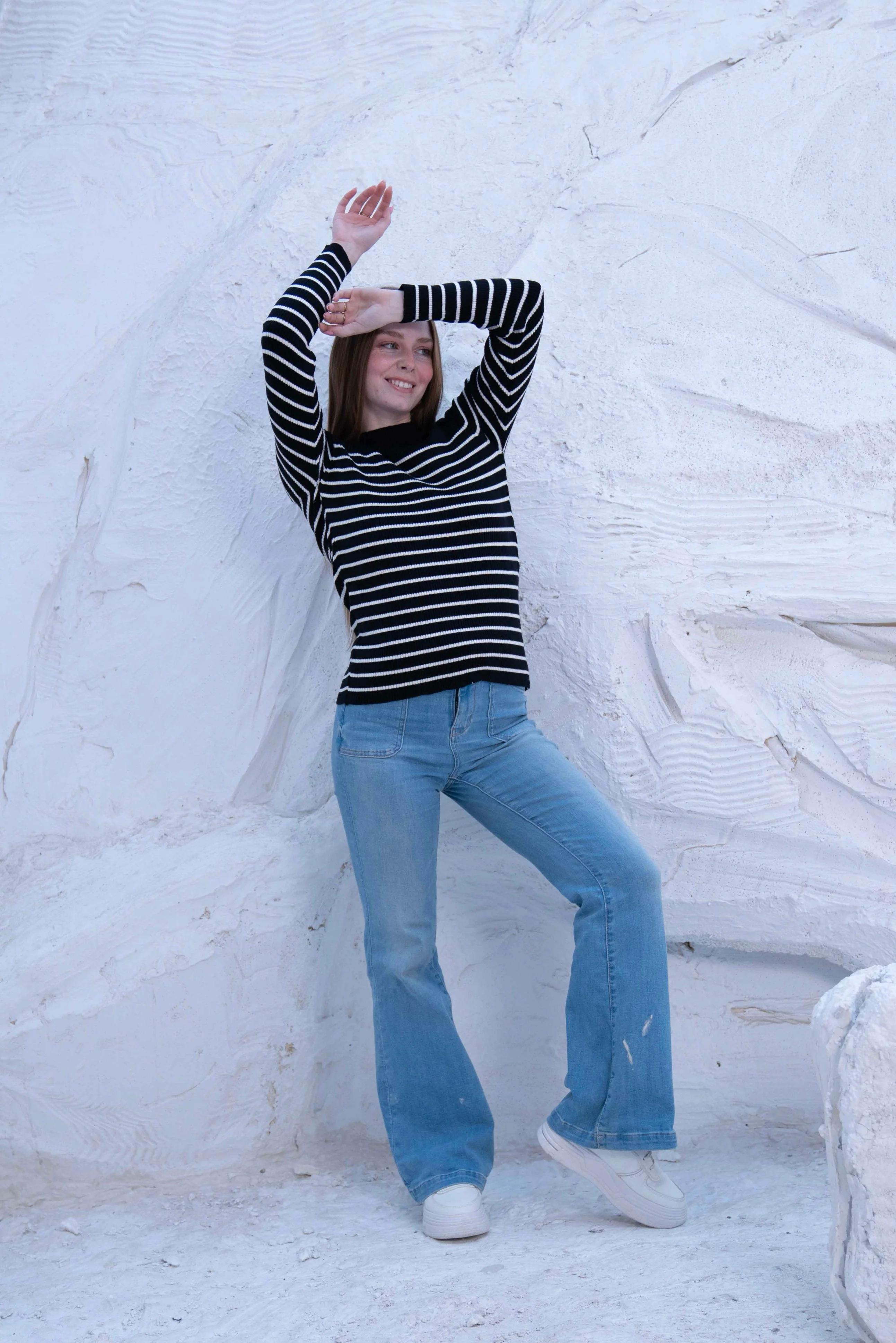Striped Wool Knit Long Sleeve Top - Image 11