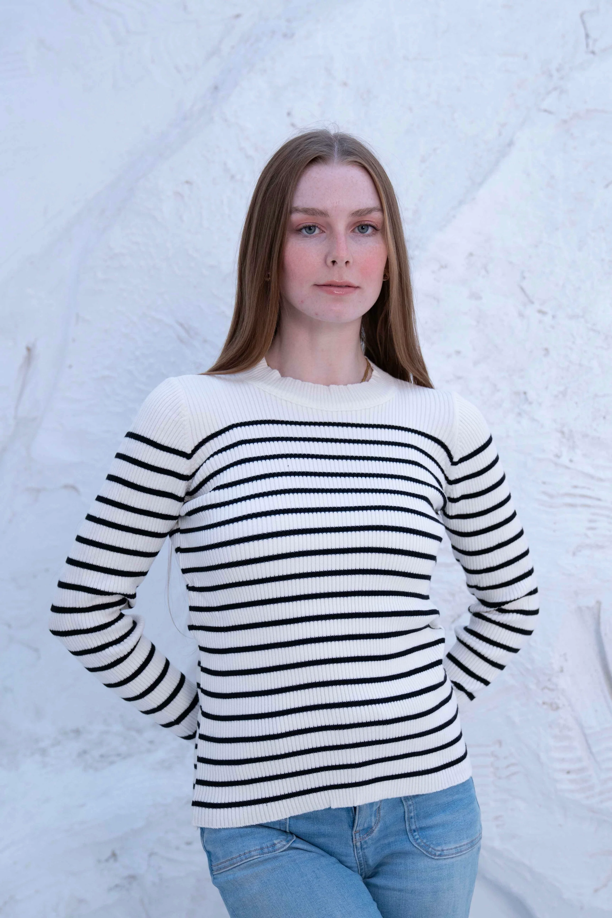 Striped Wool Knit Long Sleeve Top - Image 13