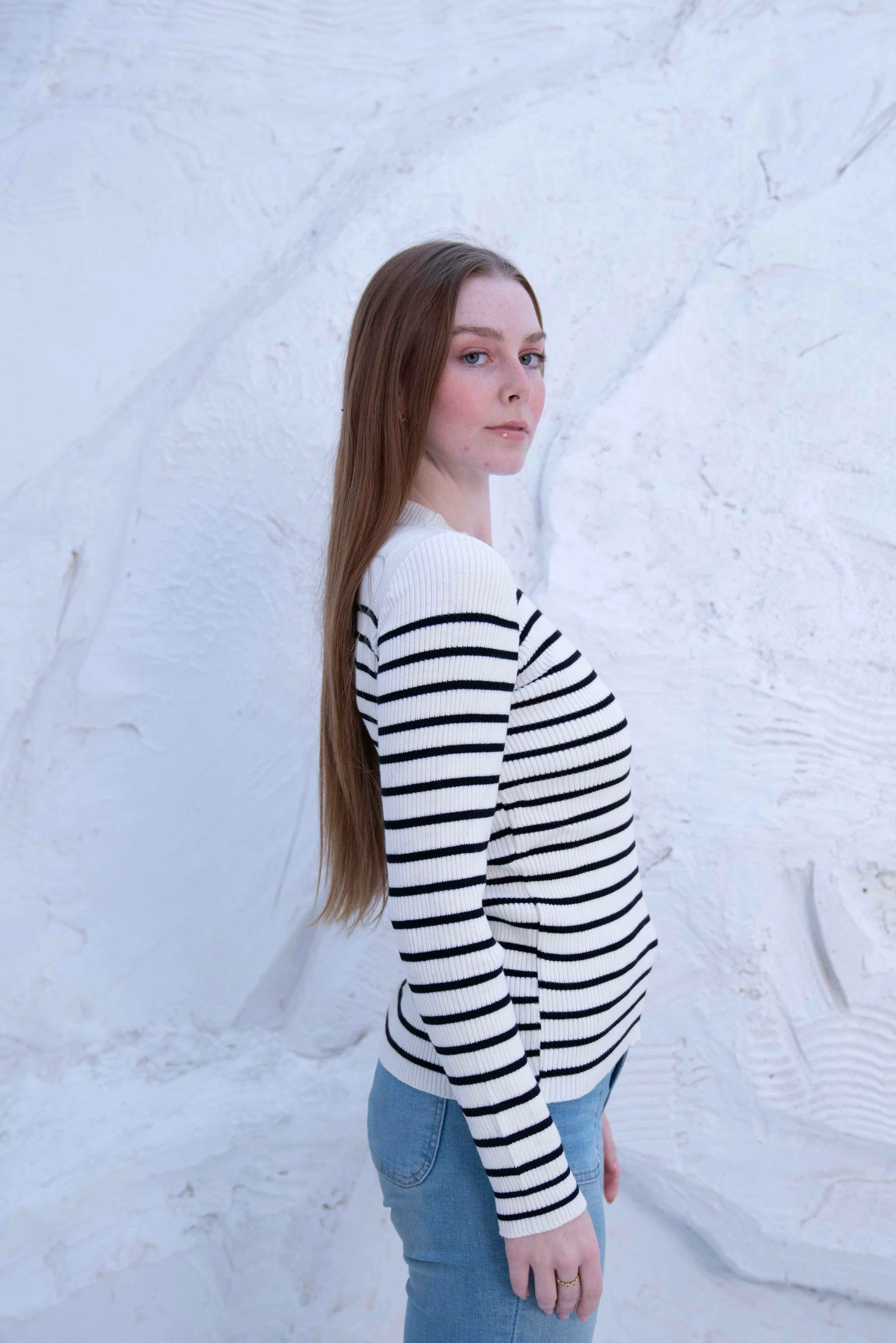 Striped Wool Knit Long Sleeve Top - Image 15