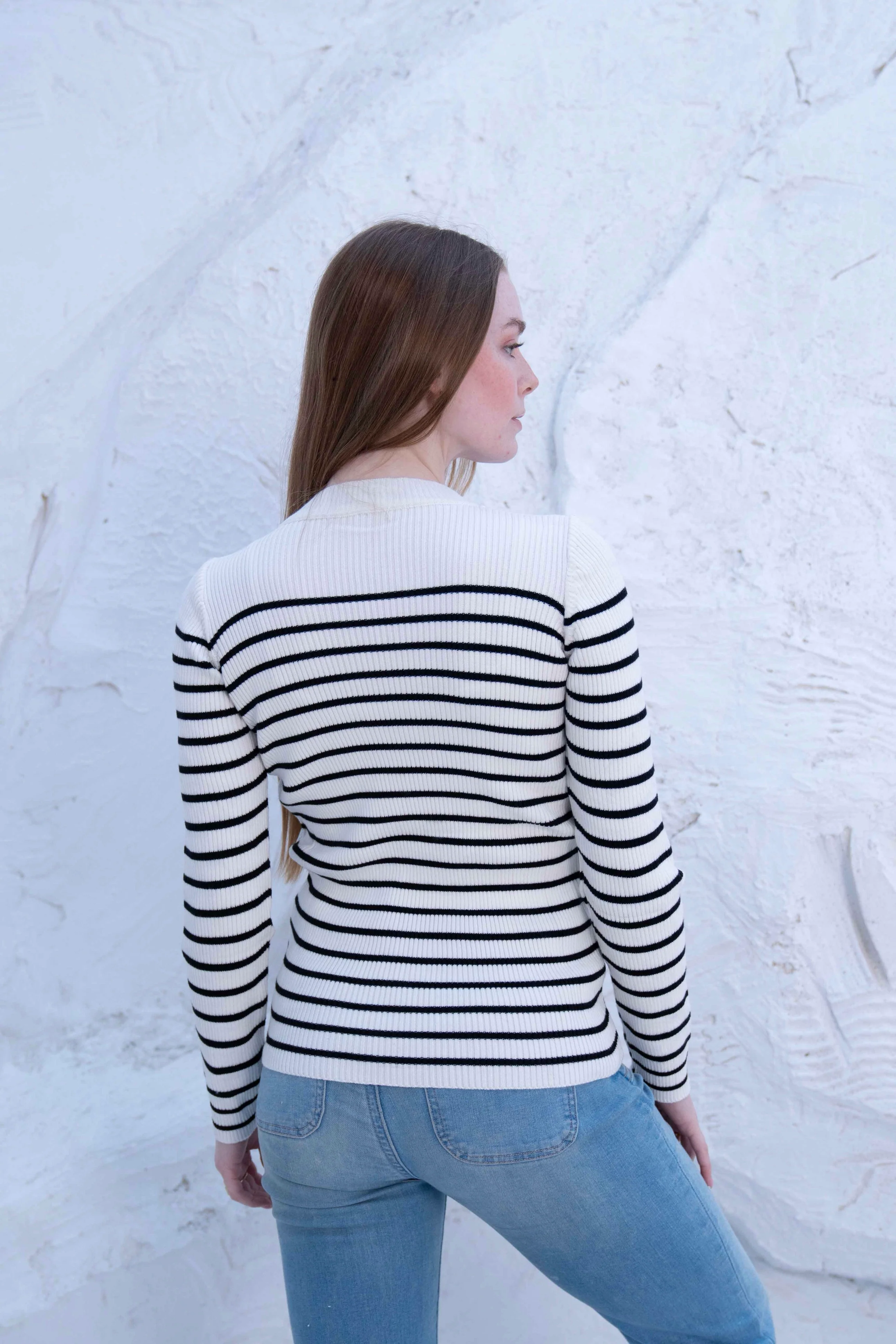 Striped Wool Knit Long Sleeve Top - Image 16