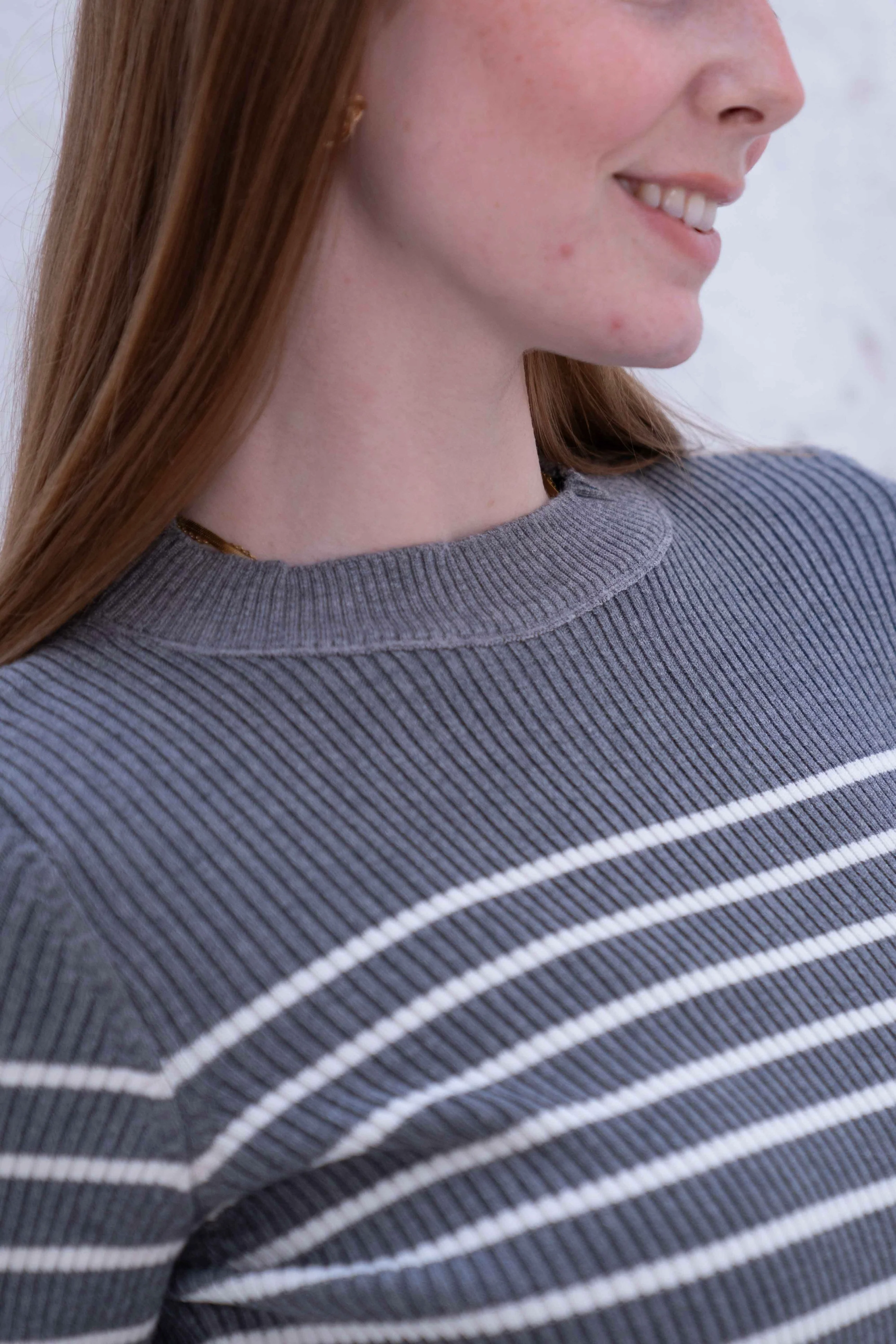 Striped Wool Knit Long Sleeve Top - Image 3