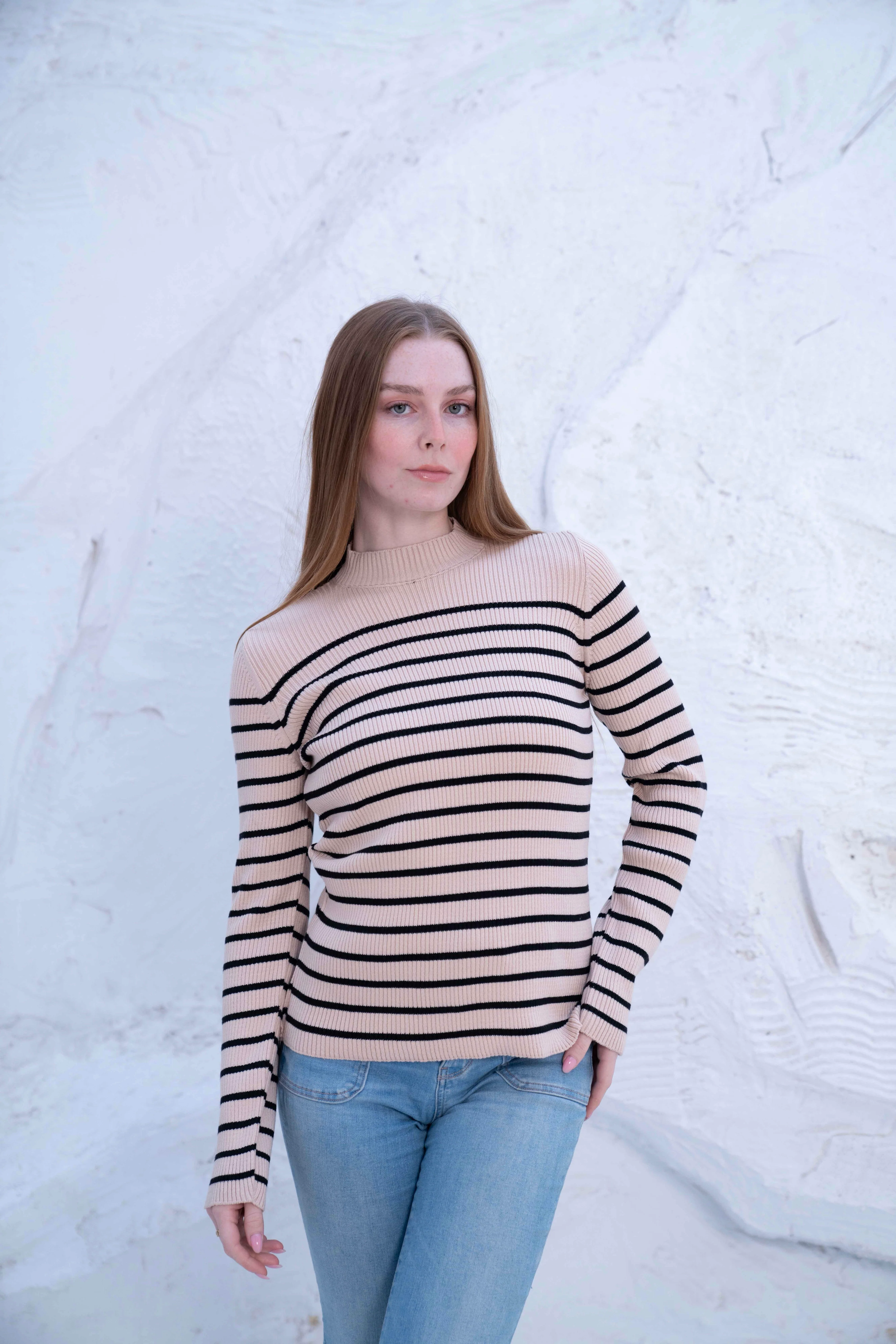 Striped Wool Knit Long Sleeve Top - Image 5