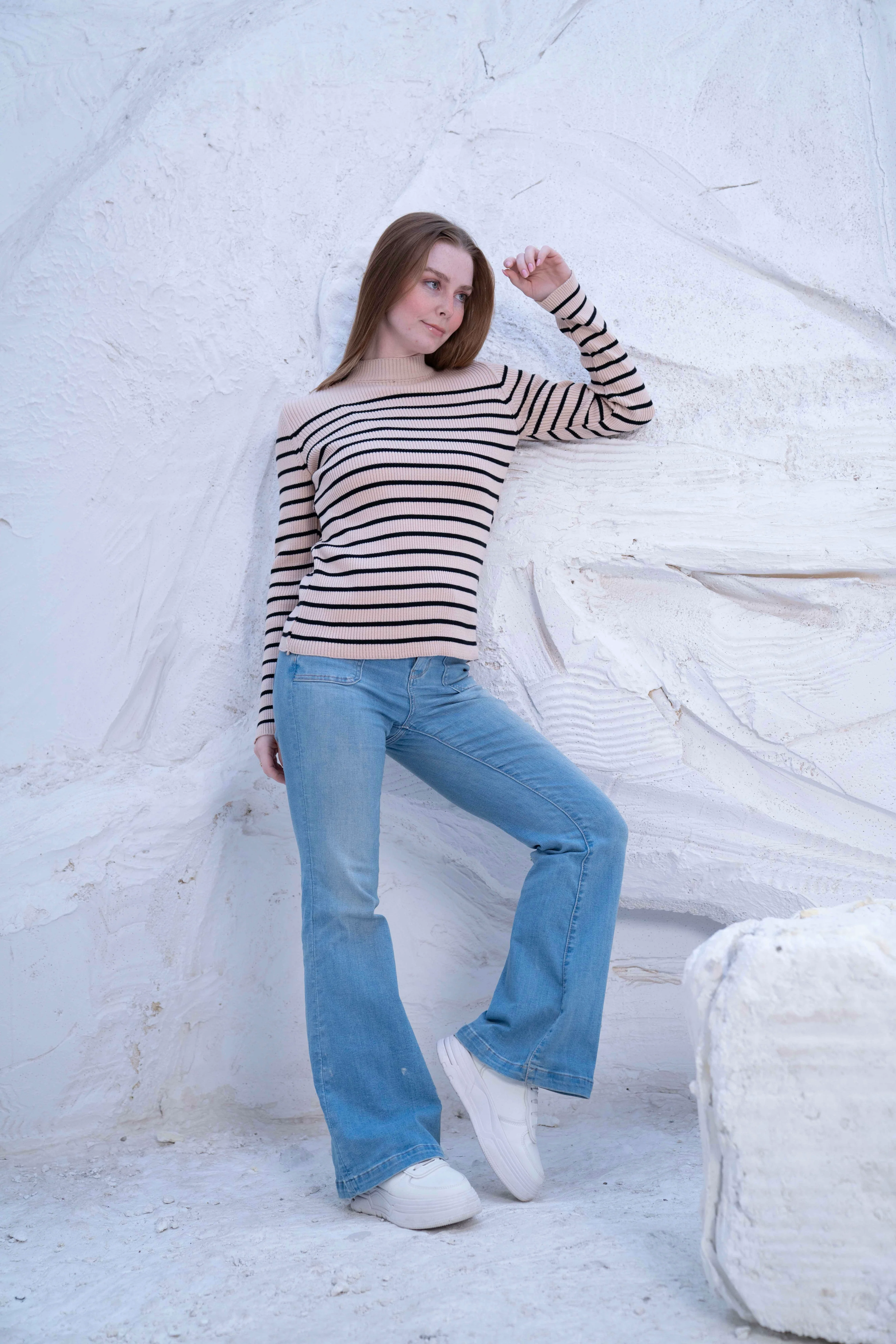 Striped Wool Knit Long Sleeve Top - Image 6